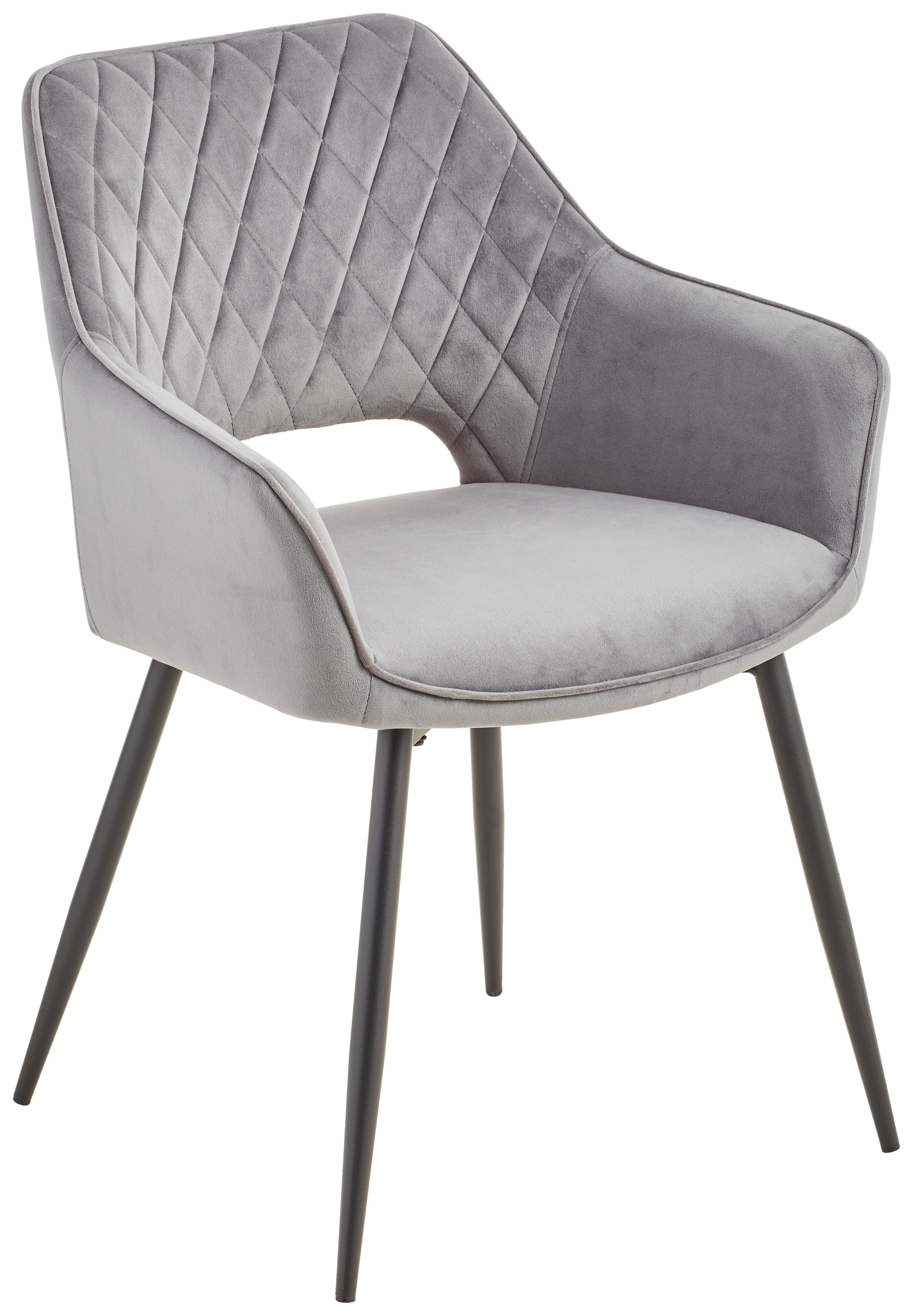 Armlehnstuhl Genua Dunkelgrau Gepolstert - Dunkelgrau/Schwarz, KONVENTIONELL, Holz/Textil (56/80,5/56cm) - MID.YOU