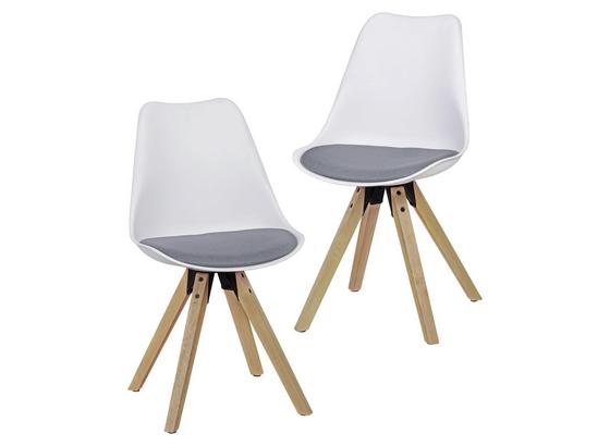 Schalenstuhl Lima Weiß Beine Echtholz 2er-Set - Eichefarben/Weiß, Design, Holz/Kunststoff (48/89/48cm) - Livetastic Schalenstuhl Lima Weiß Beine Echtholz 2er-Set - Eichefarben/Weiß, Design, Holz/Kunststoff (48/89/48cm) - Livetastic