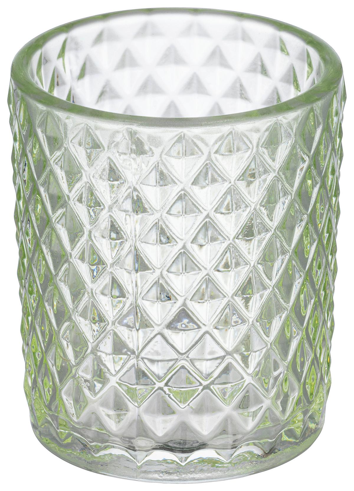 TEELICHTGLAS Selina - Dunkelgrün/Hellgrün, KONVENTIONELL, Glas (5,4/6,4cm) - Luca Bessoni