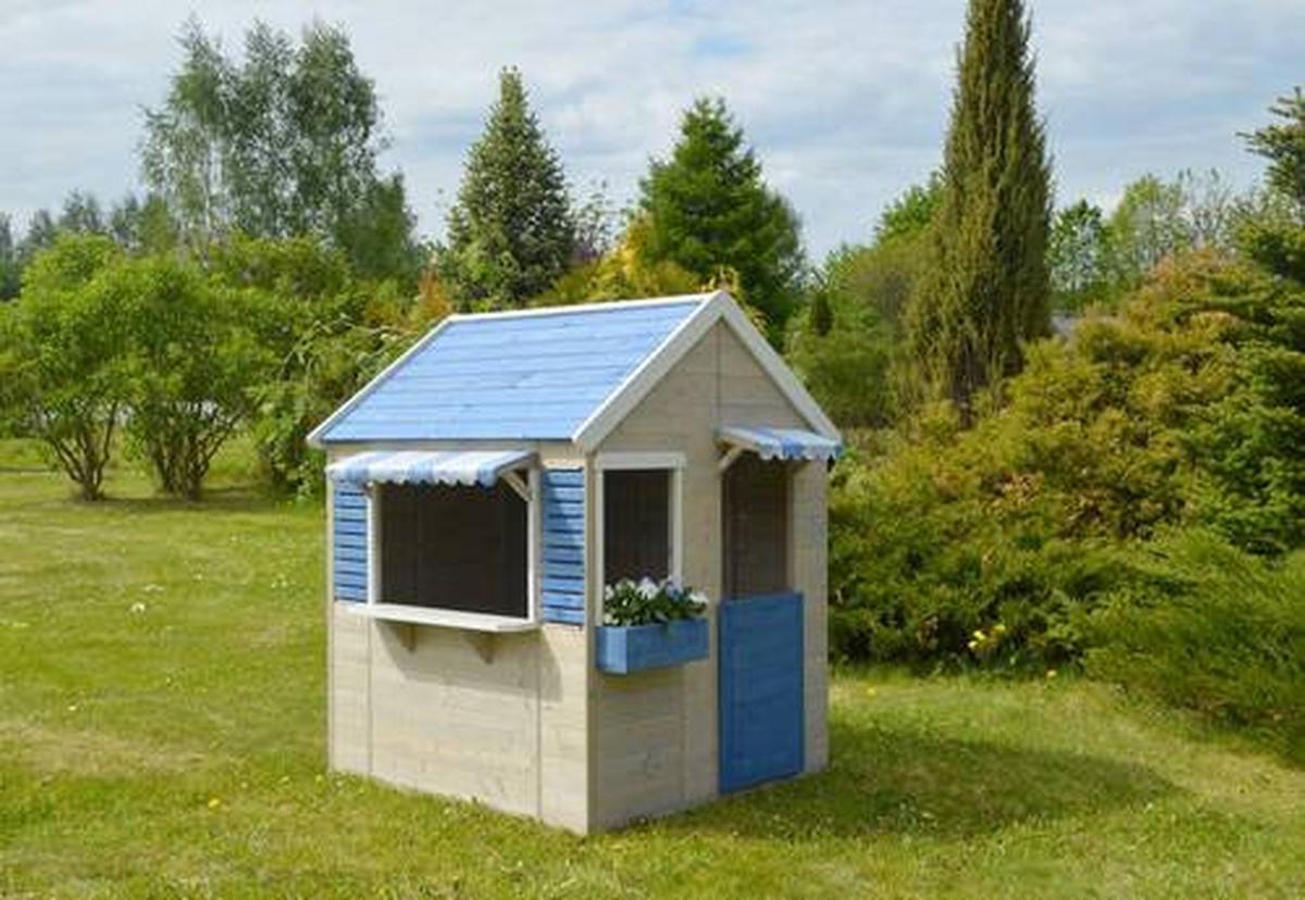 Spielhaus Delfin Blau/naturfarben, B: 120 Cm - Blau/Naturfarben, KONVENTIONELL, Holz (120/155/120cm)