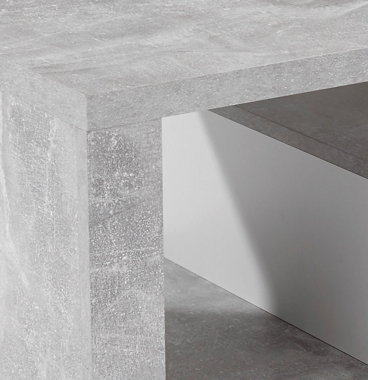 Couchtisch mit Stauraum Iguan, Betonoptik/Weiß - Weiß/Grau, MODERN, Holzwerkstoff (110/45/67cm)