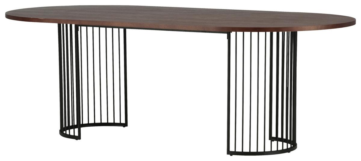 Esstisch Hamneksär - Dunkelbraun/Schwarz, Design, Holzwerkstoff/Metall (220/110/75cm) - Livetastic