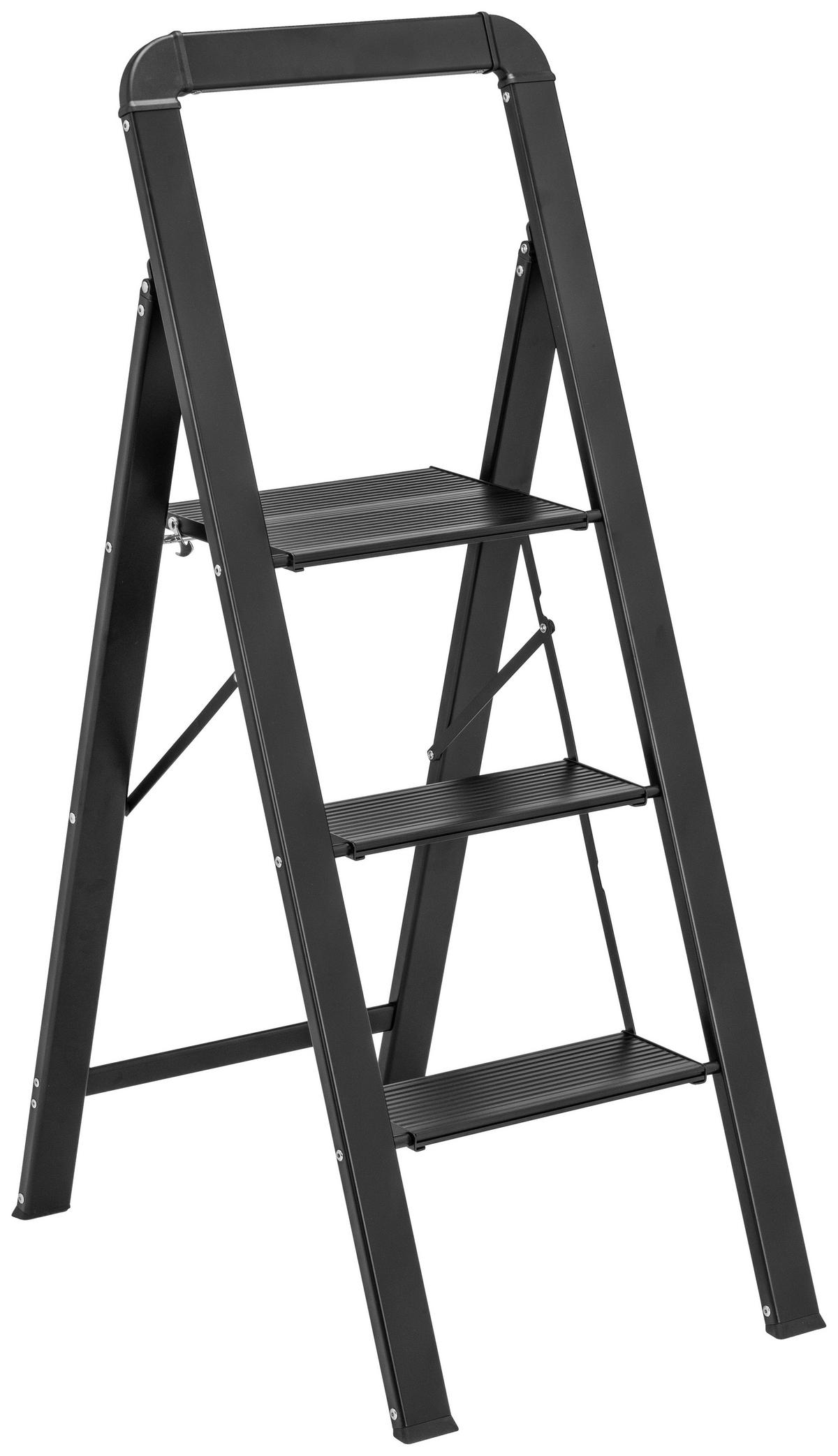 Klapptrittleiter Gustav - Schwarz, KONVENTIONELL, Kunststoff/Metall (44,5/62/109cm) - Homezone