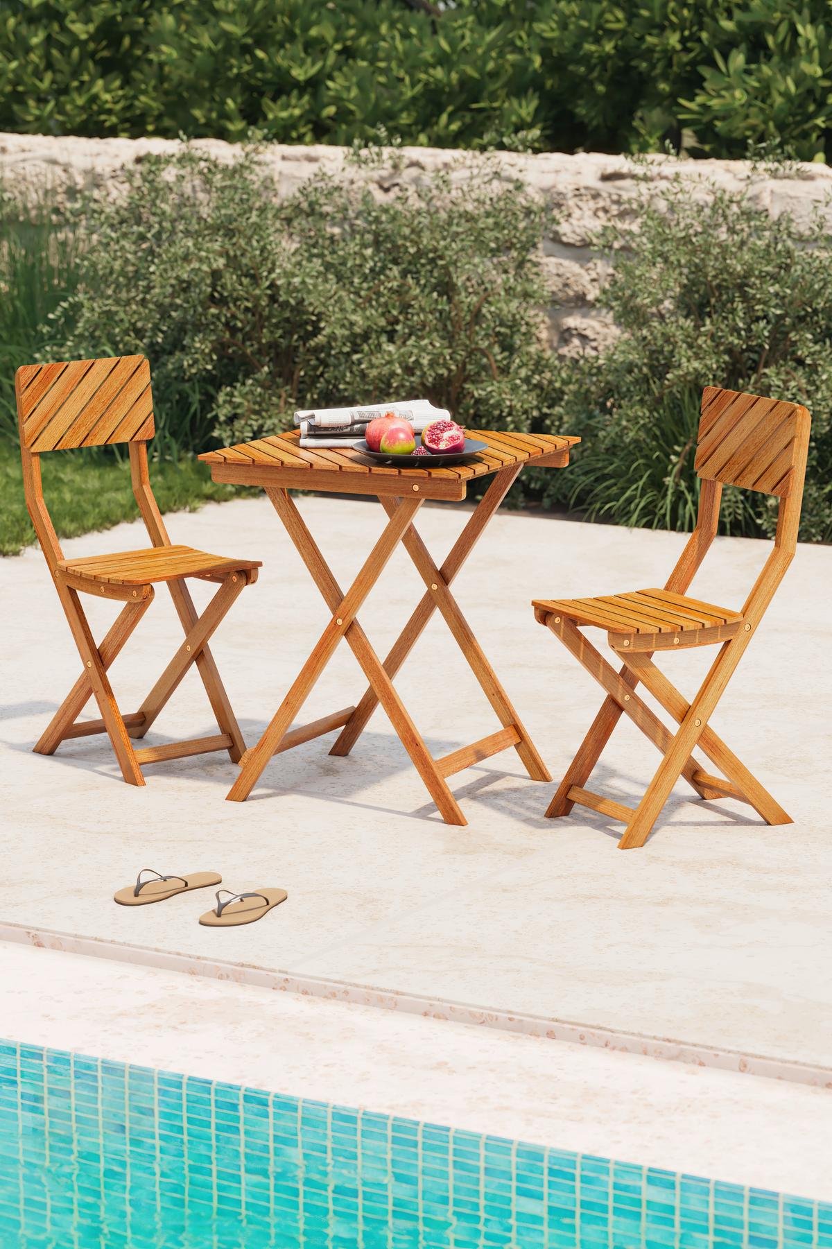 Balkonmöbel Set Simone Holz - Naturfarben, MODERN, Holz - James Wood