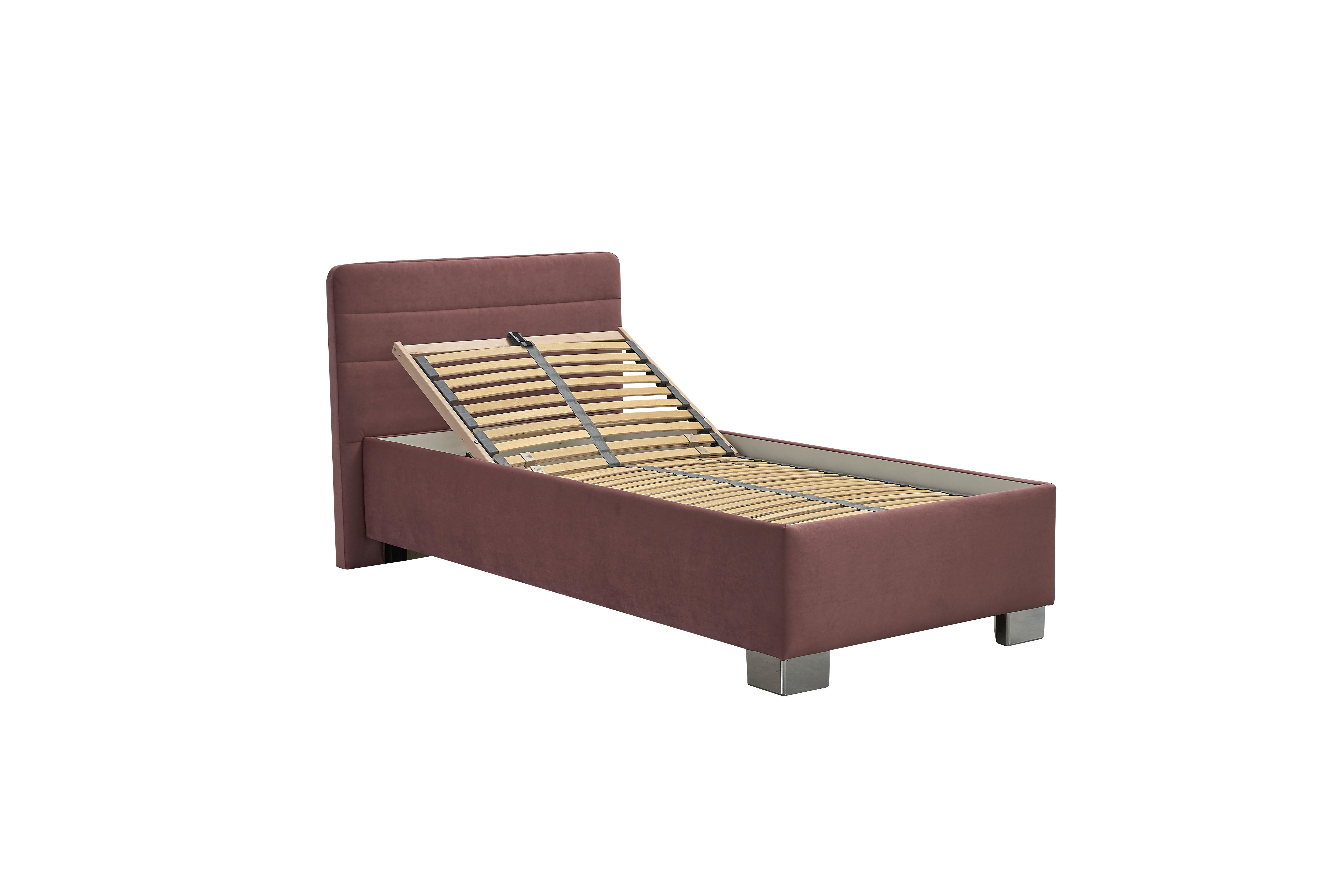Čalouněná Postel Melissa 90 Červenohnědá - barvy chromu/červenohnědá, Basics, kompozitní dřevo/textil (90/200cm)