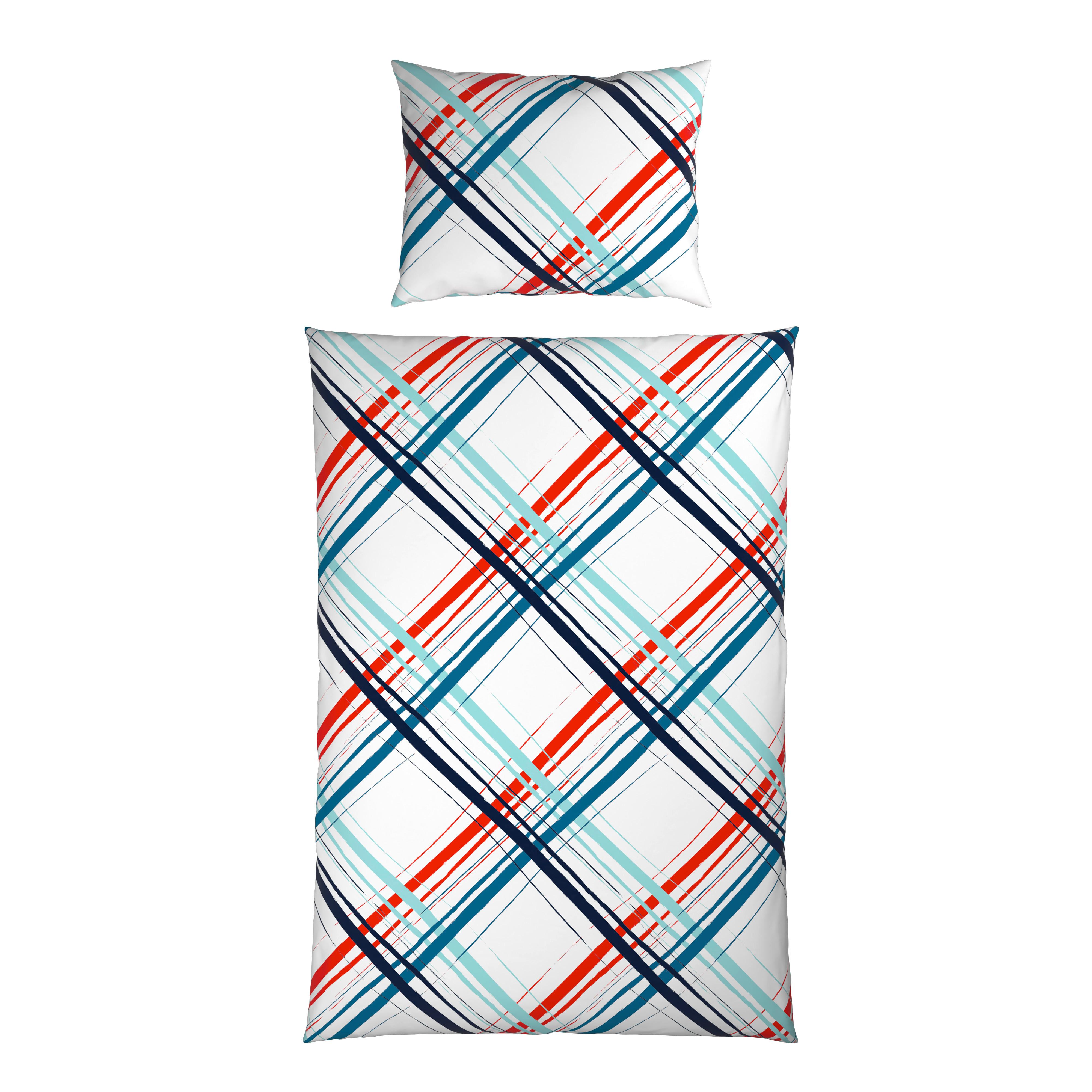 Bettwäsche Jule - Blau/Rot, MODERN, Textil - Luca Bessoni