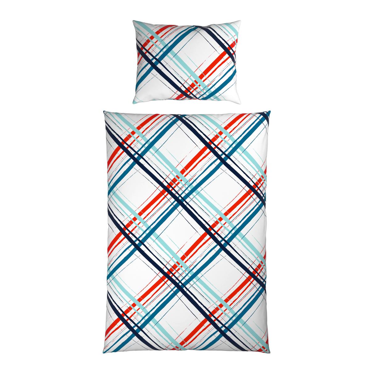 Bettwäsche Jule - Blau/Rot, MODERN, Textil - Luca Bessoni