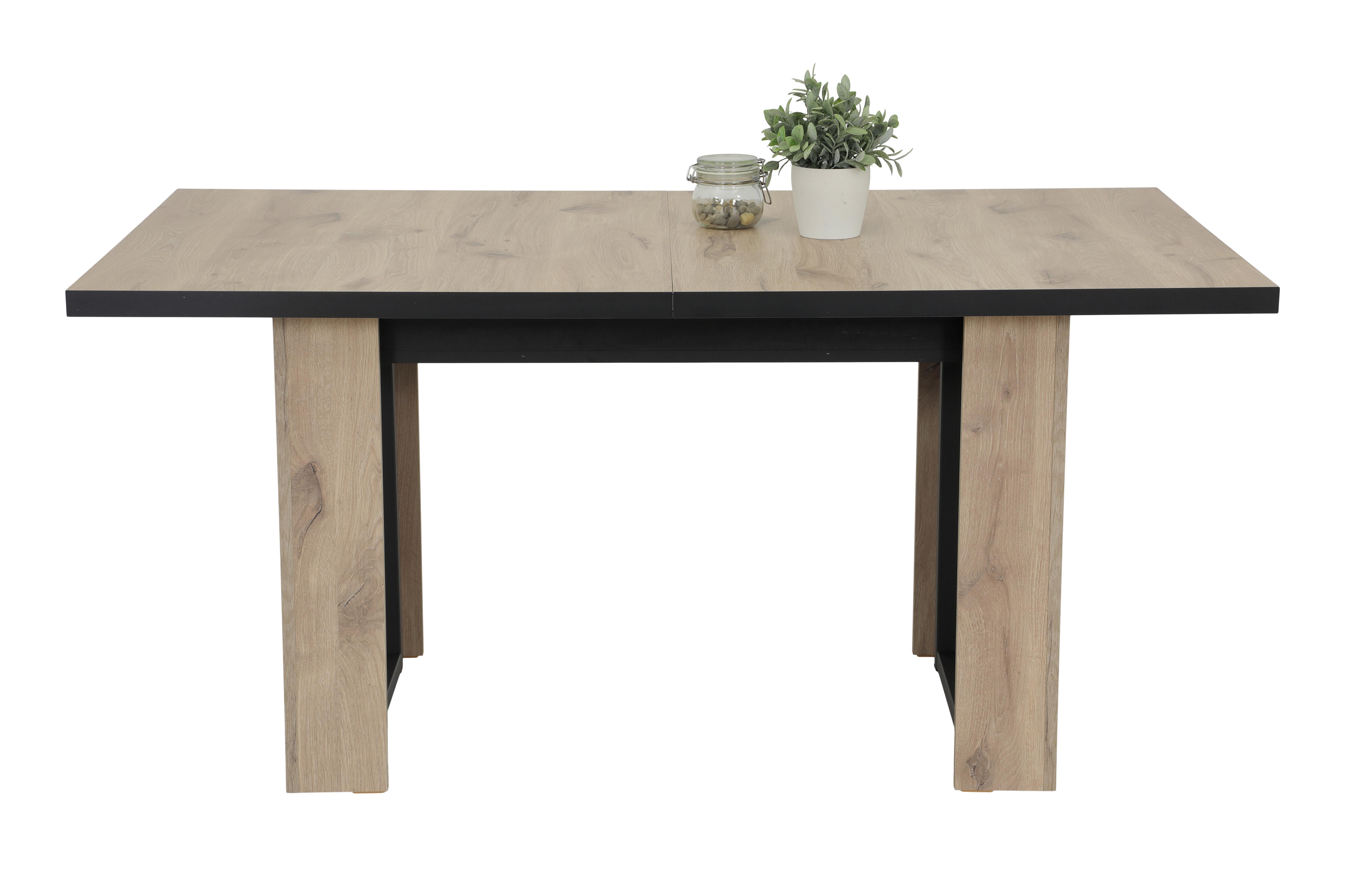 ESSTISCH ANNI T - Eichefarben/Schwarz, MODERN, Holzwerkstoff/Metall (90/160-320/76cm) - P & B