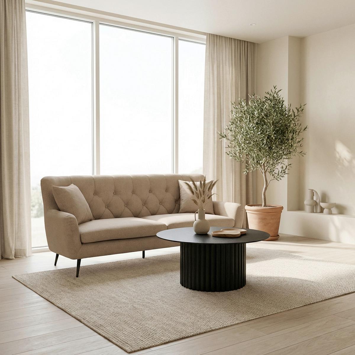 Pohovka LILIANA, hnědá, max. 360 kg - černá/hnědá, Moderní, kov/dřevo (227/95/93cm) - Bessagi Home