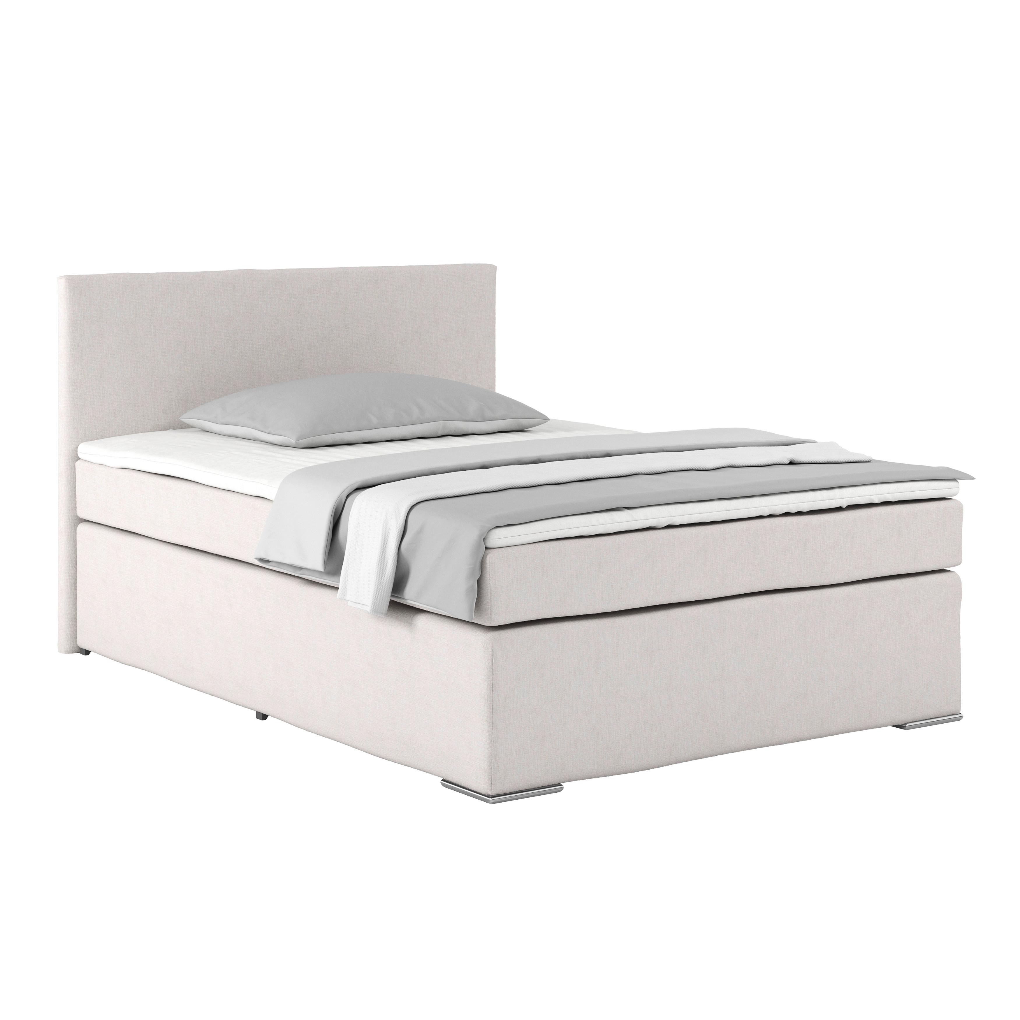 Posteľ Boxspring NERO PL: 140/200 cm, šampanské - piesková/chrómová, Konventionell, kov/textil (140/200cm)