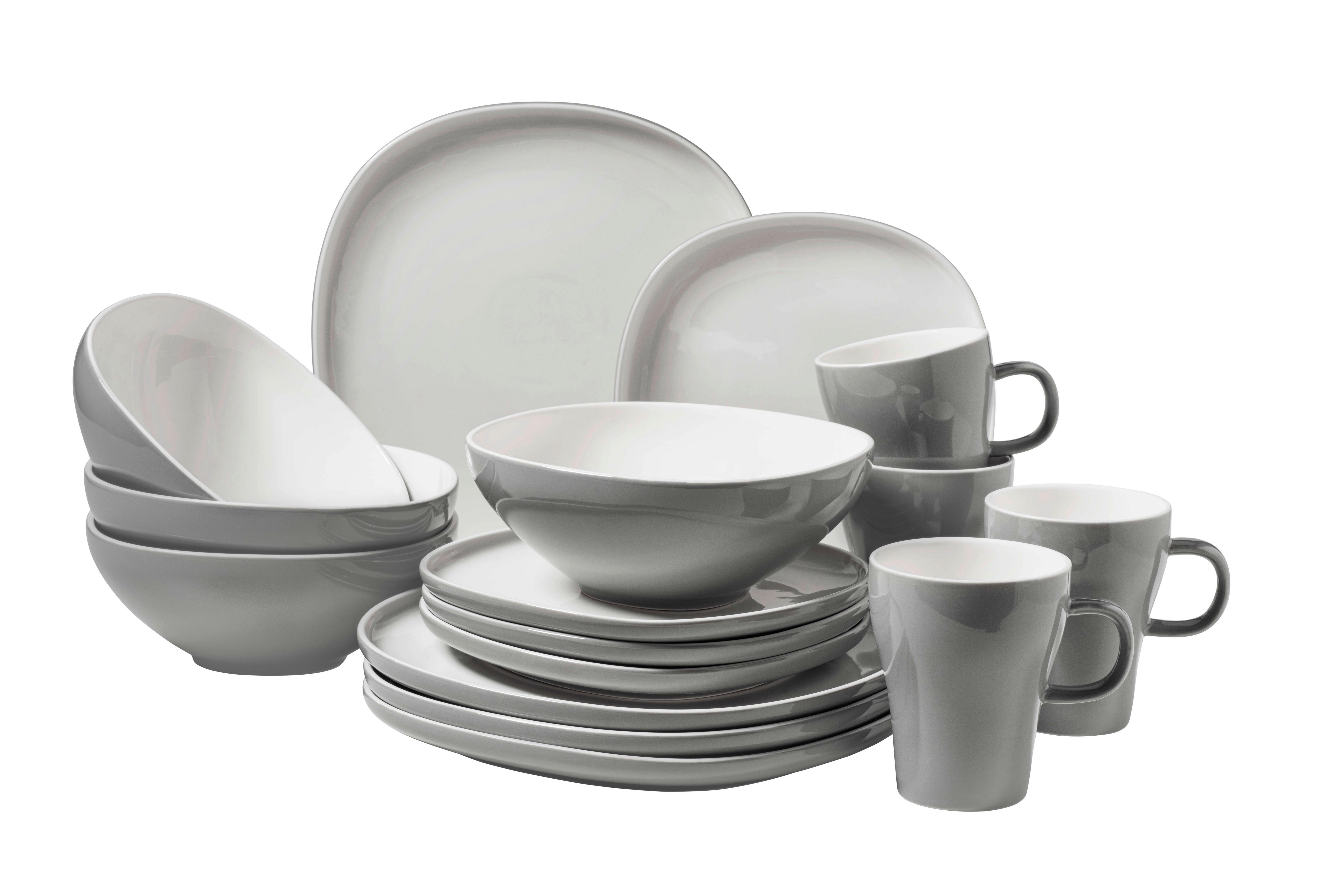 Kombiservice Isora 6 Personen Geschirr Set - Grau, Basics, Keramik - Mäser