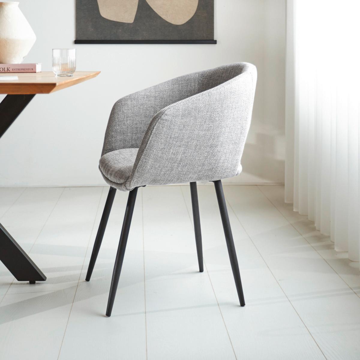 Armlehnstuhl Boden Hellgrau B: 59 Cm - Hellgrau/Schwarz, MODERN, Textil/Metall (59/78/55cm) - MID.YOU