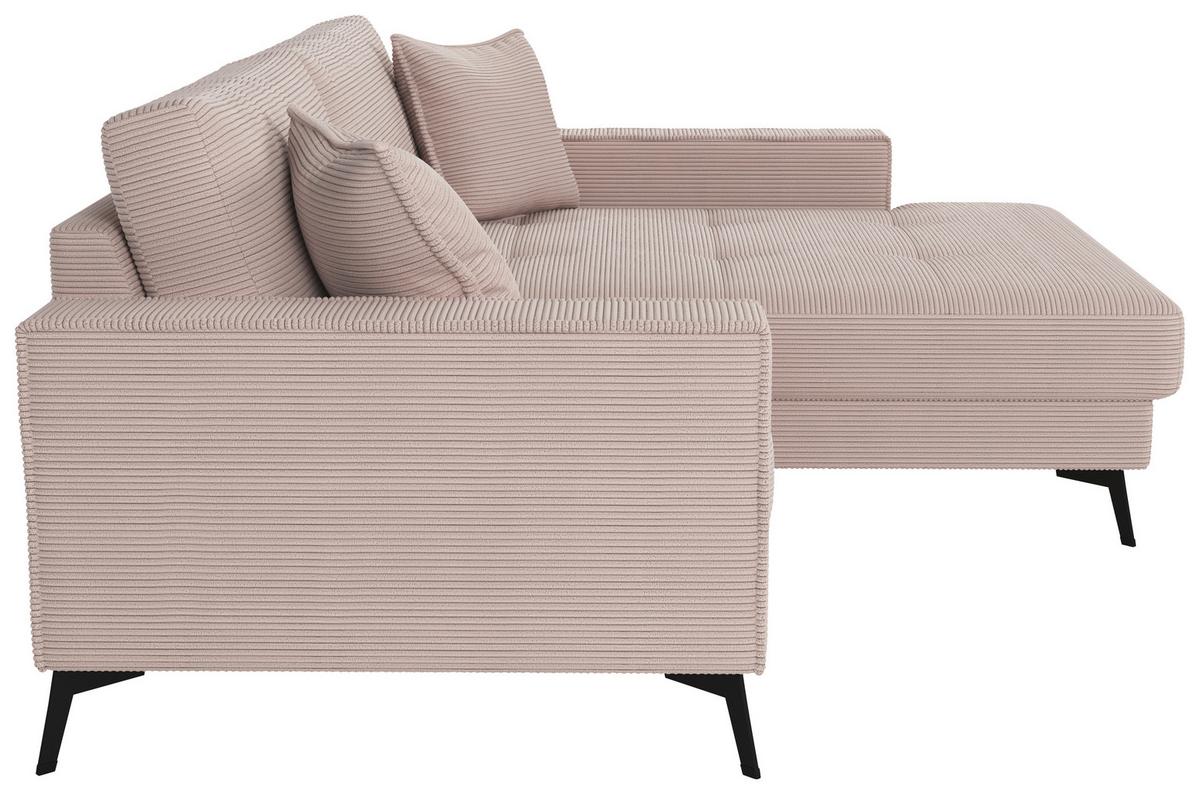 Ecksofa Ted Rosa S: 228x174 Cm - Schwarz/Rosa, Trend, Textil (228/174cm)