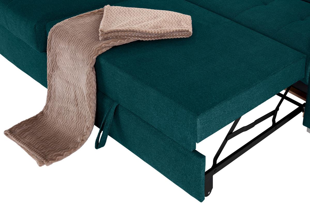 Ecksofa Perry - Dunkelgrün/Silberfarben, Design, Textil (183/292cm) - Livetastic