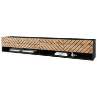 Lowboard A180 inkl. Beleuchtung - Eiche Wotan/Schwarz, Basics, Holzwerkstoff (180/30/31cm) - P & B