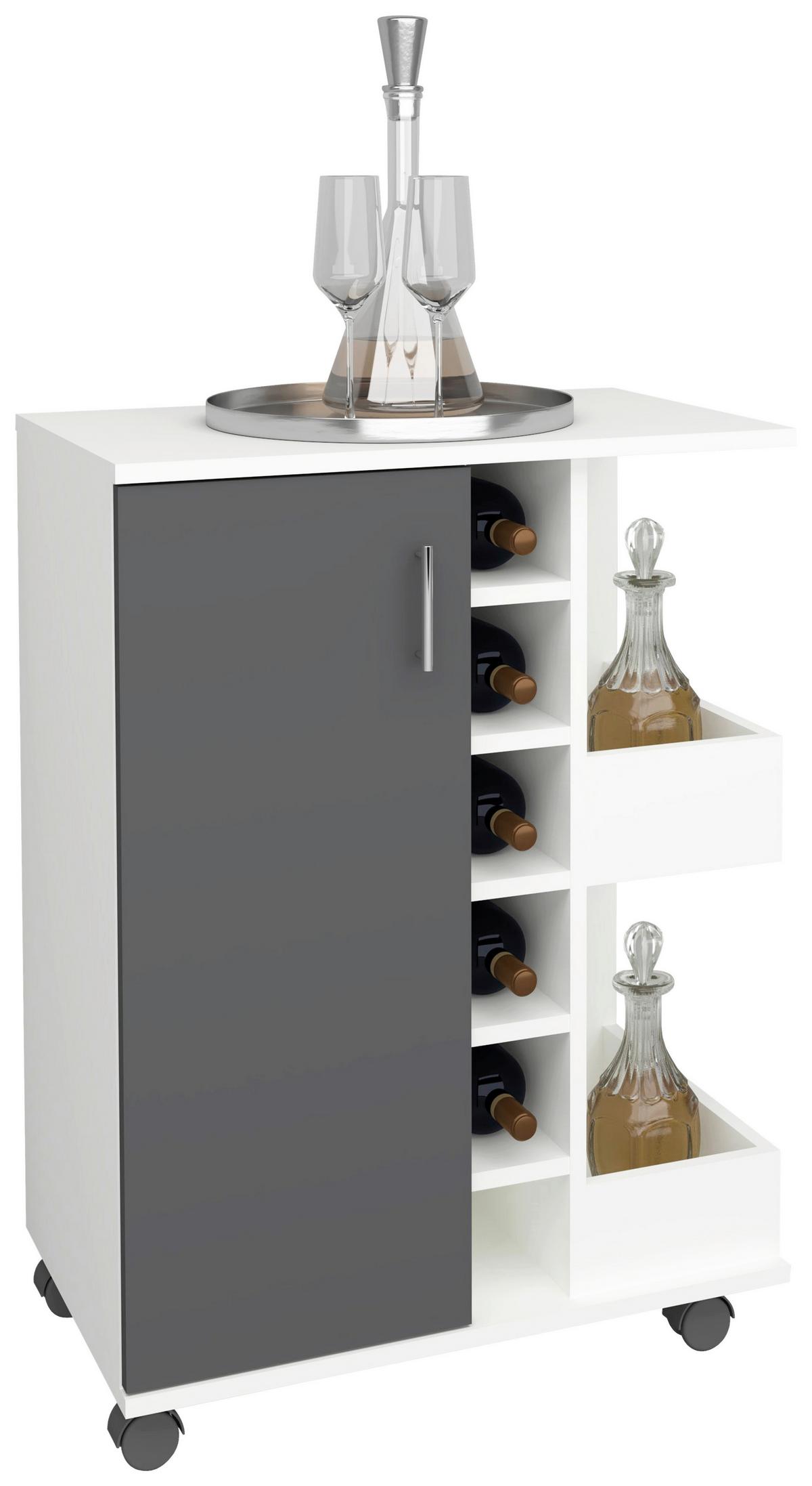 Servierwagen Esilo Anthrazit, Weiß B: 63 cm - Anthrazit/Weiß, Design, Holzwerkstoff/Kunststoff (63/85/40cm) - MID.YOU