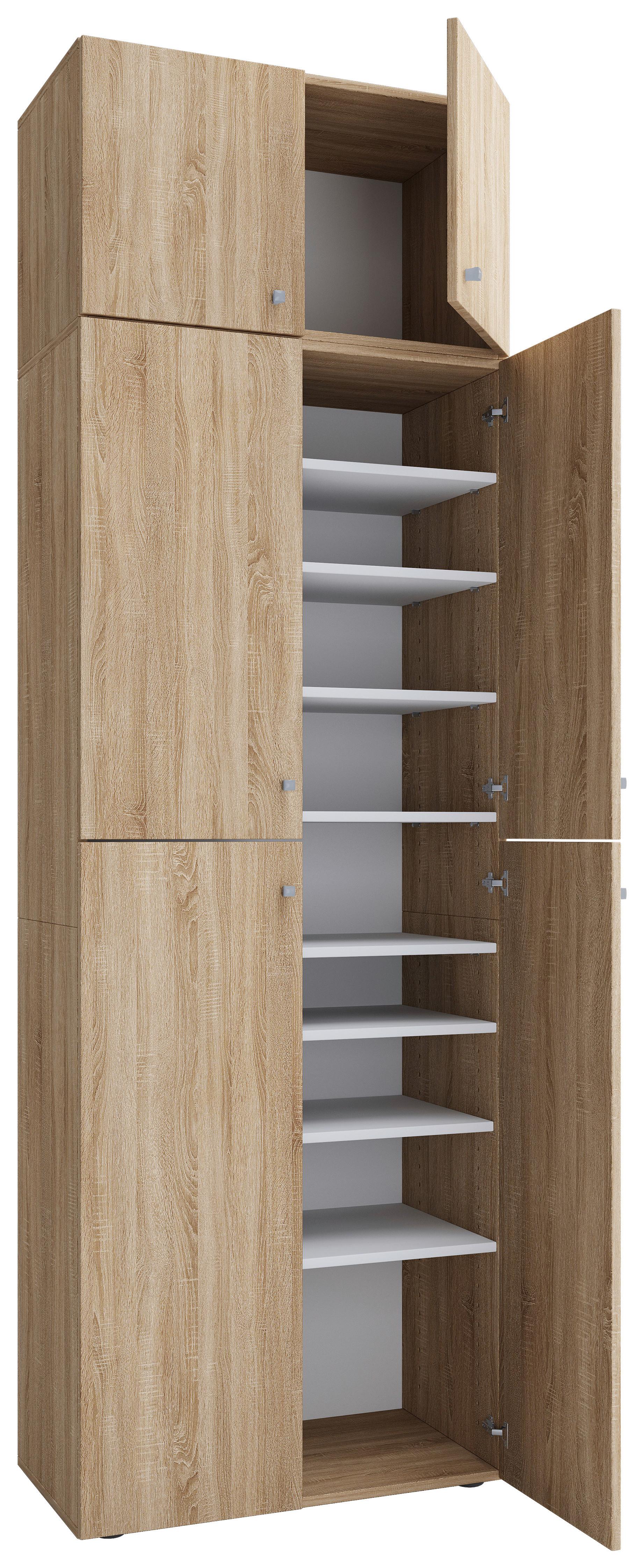 Schuhschrank Lona XXL Sonoma Eiche Dekor B: 70 cm - Schwarz/Sonoma Eiche, MODERN, Holzwerkstoff (70/223/39cm) - MID.YOU