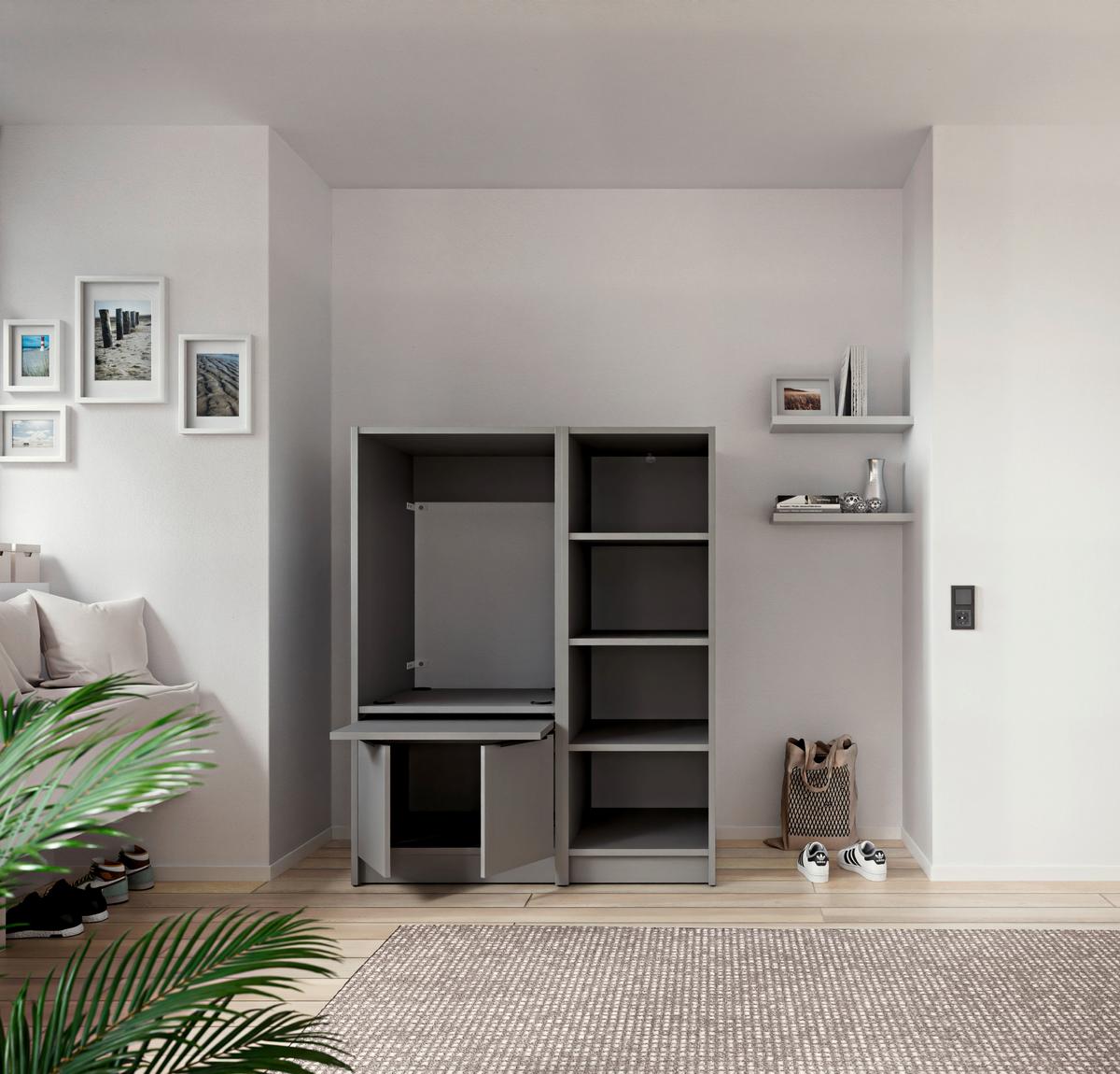 VÍCEÚČELOVÁ SKŘÍŇ TIDY HERO - šedá/barvy dubu, Basics, kompozitní dřevo/plast (50/150/68cm) - P & B