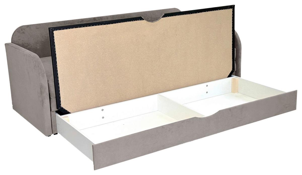 Schlafsofa Mit Bettkasten Milan Taupe B: 203 Cm - Taupe/Schwarz, Design, Textil (203/77/86cm) - MID.YOU