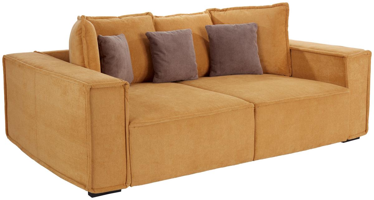 Bigsofa mit Kissen Surf, Webstoff - Taupe/Gelb, MODERN, Holz/Textil (244/62/117cm) - Luca Bessoni
