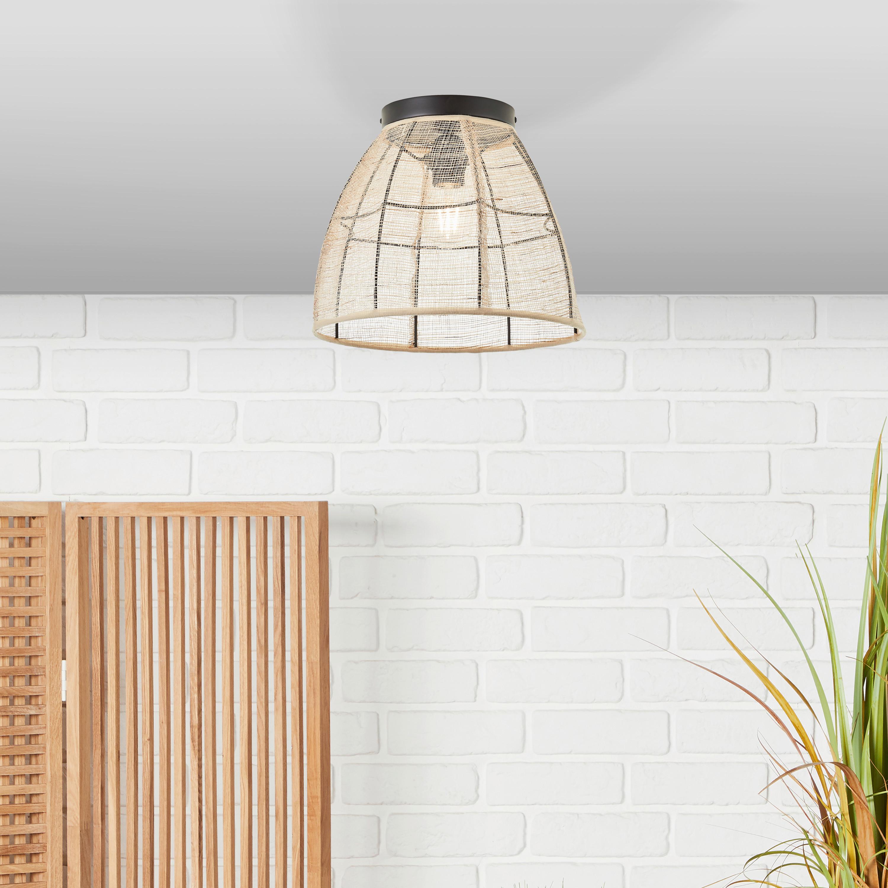 Deckenleuchte Tanah Ø 32 cm 1-Flammig - Schwarz/Naturfarben, KONVENTIONELL, Textil/Metall (32/25cm) - Brilliant