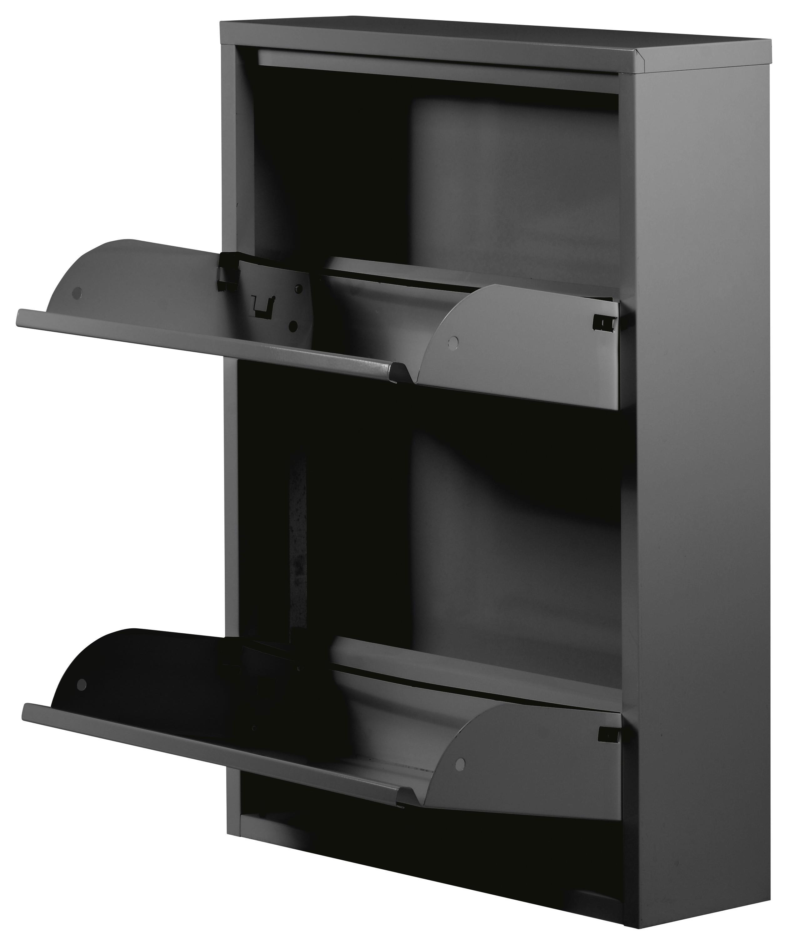 Schuhschrank Karl Schwarz 2 Klappen B: 50 cm - Schwarz, Basics, Metall (50/70/13cm)