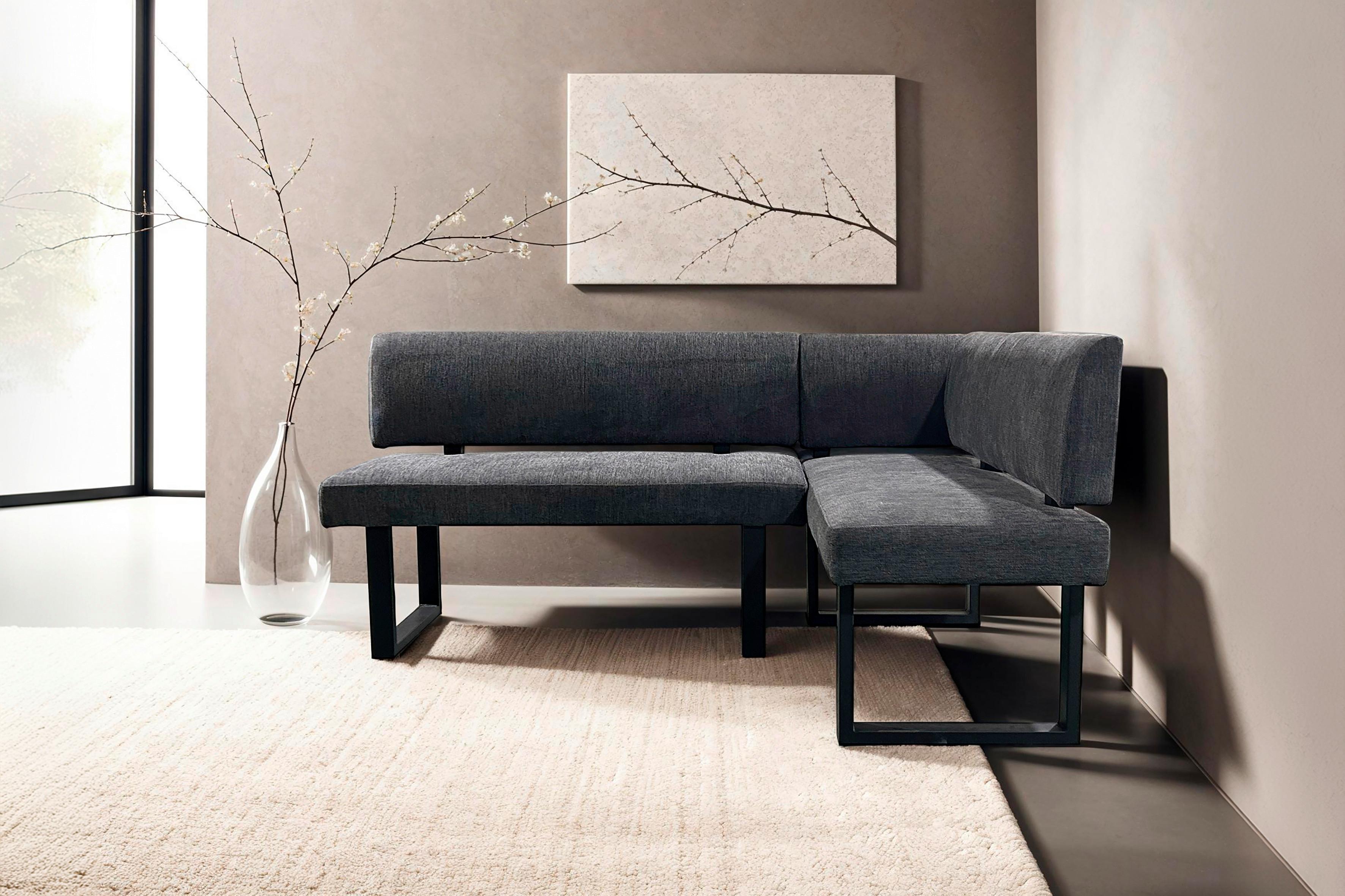 Eckbank Vancouver Grau, Schwarz 181x125 Cm - Anthrazit/Schwarz, Design, Textil/Metall (181,5/125cm) - MID.YOU