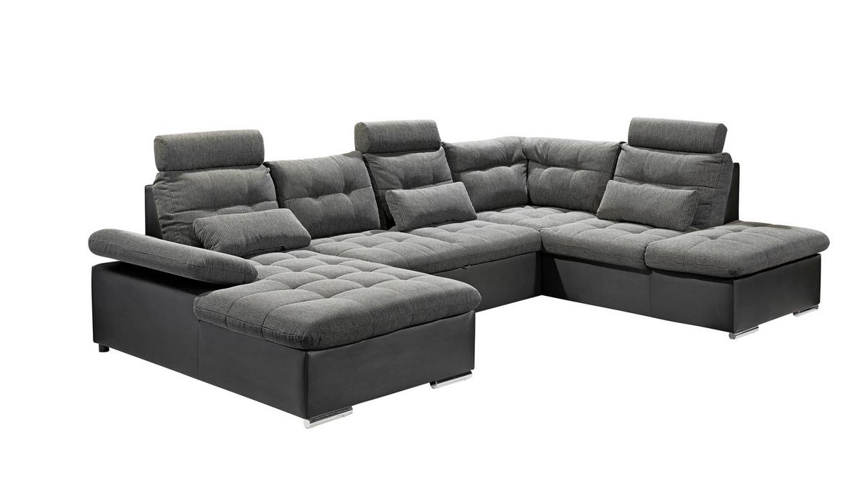 Sedacia súprava v tvare U JAKARTA, sivá / čierna - čierna/sivá, Design, textil/plast (170/324/218cm) - MID.YOU