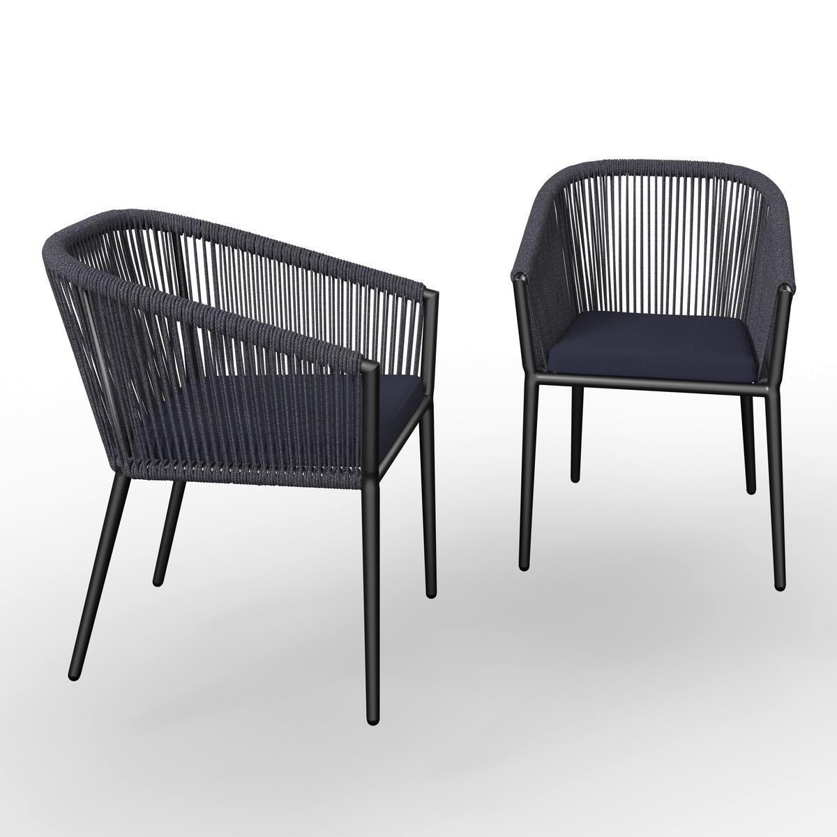 SADA ZAHRADNÍCH KŘESEL BENICIA - modrá/černá, Moderní, kov/textil (55/76/63cm) - Bessagi Garden