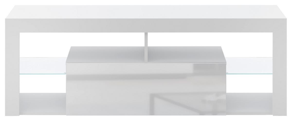 Lowboard Everest 140 - Schwarz/Weiß, Design, Glas/Holzwerkstoff (140/50,5/35cm) - Livetastic