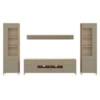 Wohnwand Stranda Eukalyptusfarben B: 339cm - Eichefarben/Eukalyptusholzfarben, Design, Holzwerkstoff (339/195/39cm) - MID.YOU