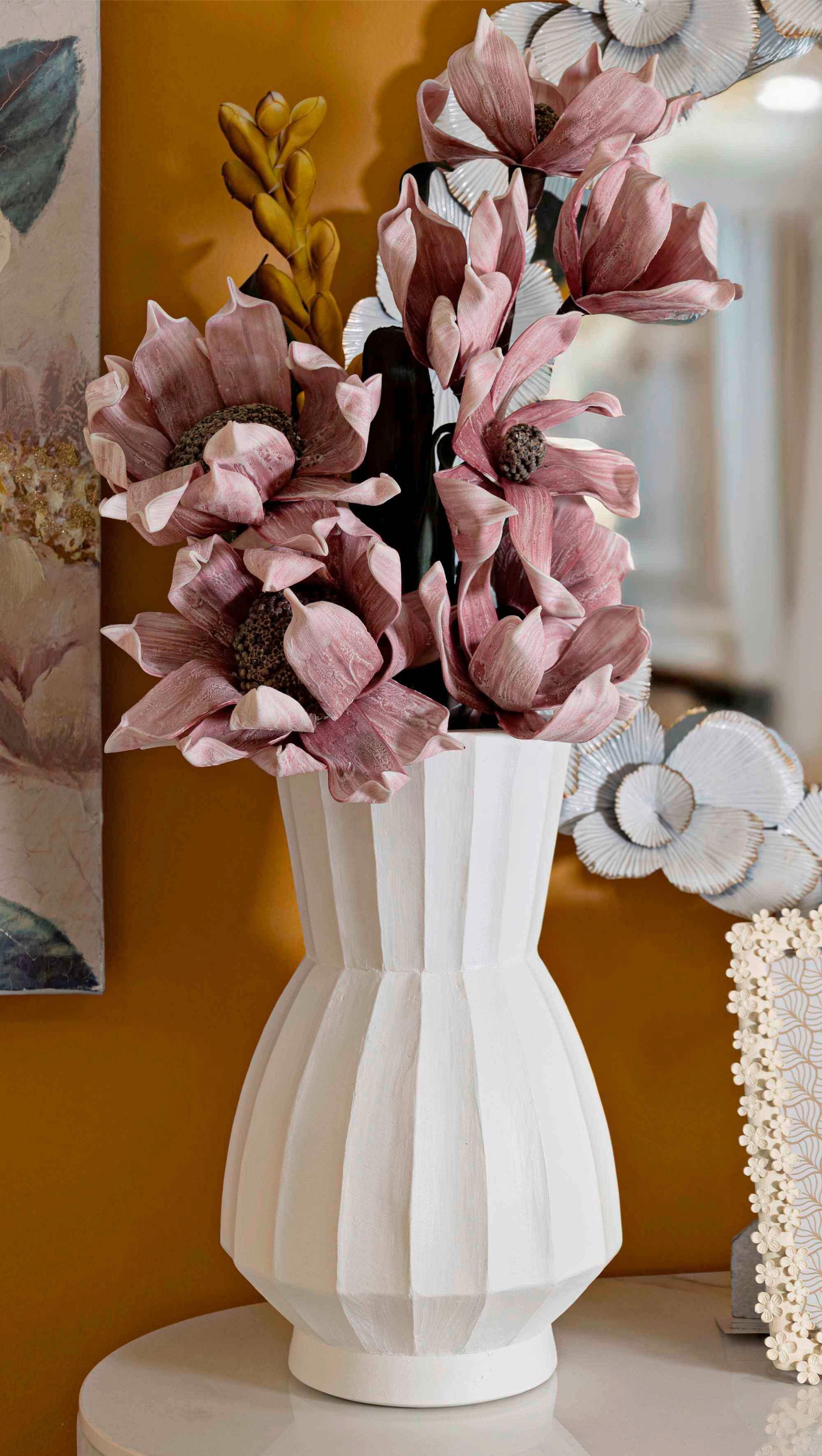 Vase Glint Weiß B: 24,5 cm - Weiß, Basics, Metall (24,5/41/24cm)