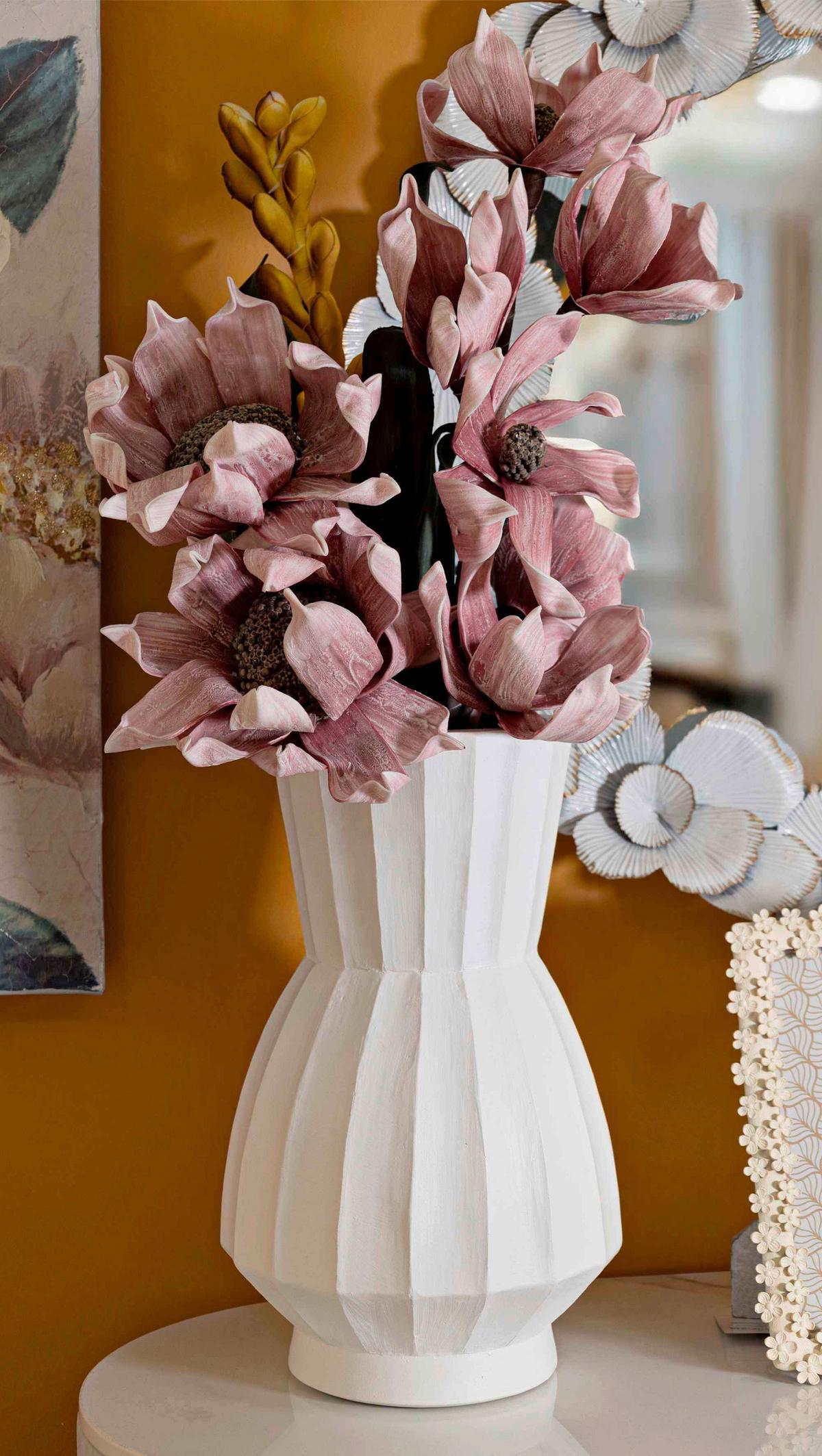 Vase Glint Weiß B: 24,5 cm - Weiß, Basics, Metall (24,5/41/24cm)