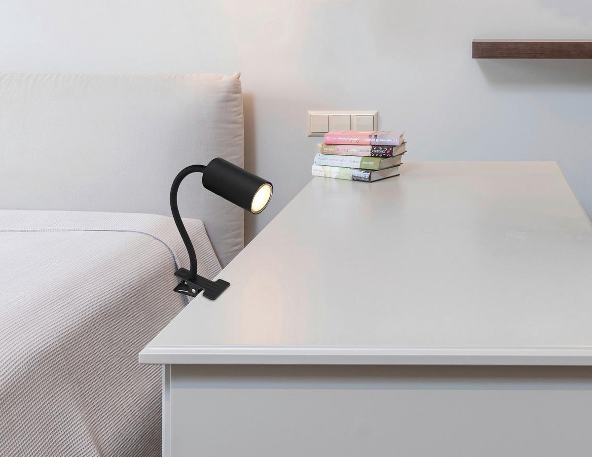 Klemmleuchte 57911kb Warmweiß Mit Kippschalter - Schwarz, Basics, Kunststoff/Metall (10/5,5/41,5cm) - Globo