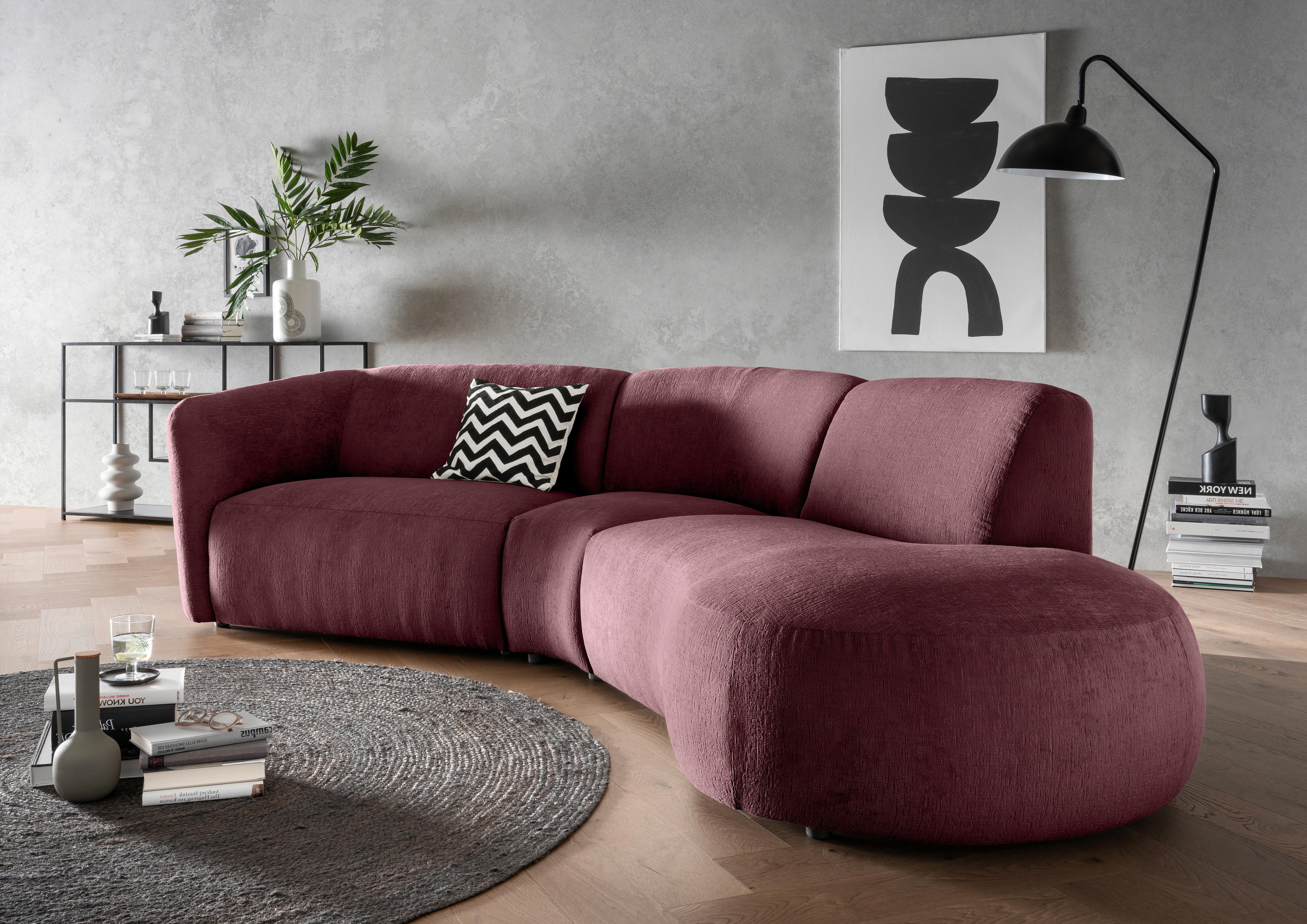 Ecksofa Jesi, Bordeaux S: 276x182 Cm - Bordeaux/Schwarz, MODERN, Textil (276/182cm) - Livetastic