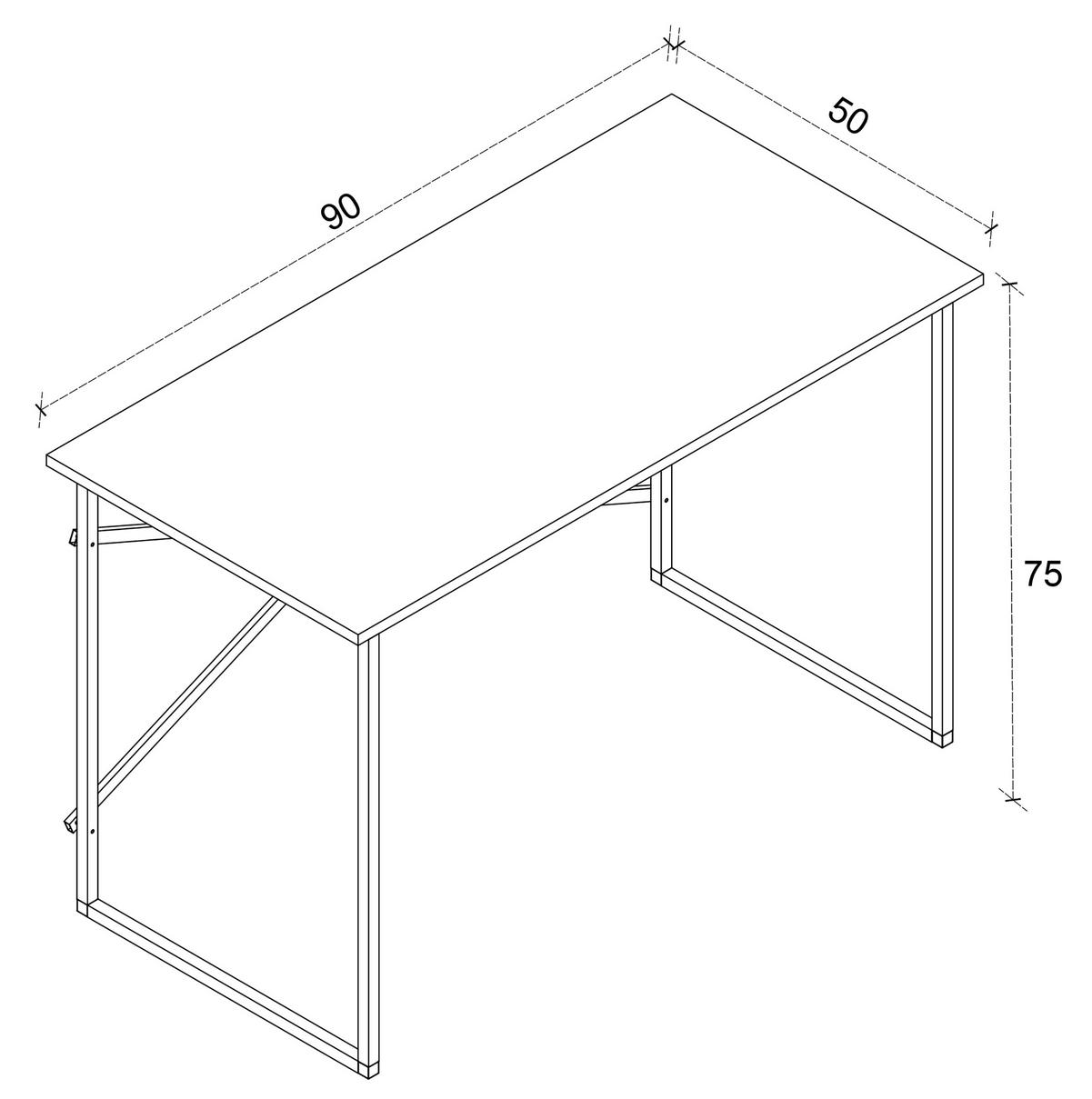 Schreibtisch Insasi Weiß B: 90 cm - Schwarz/Weiß, Design, Holzwerkstoff/Metall (90/50/75cm) - MID.YOU