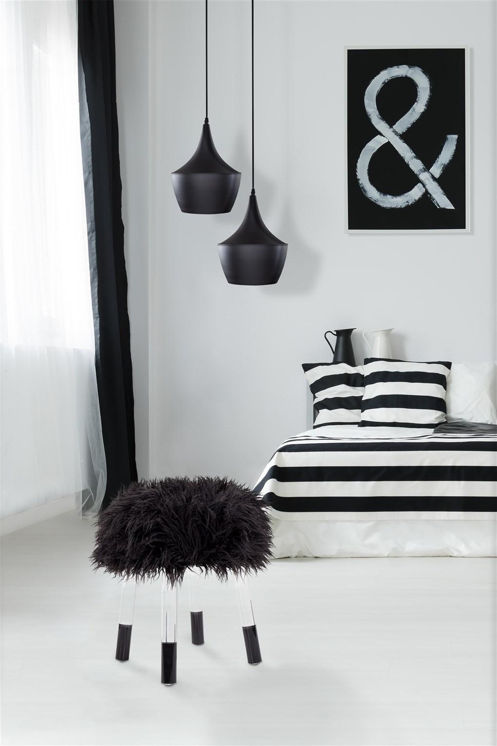 Hocker Laika, Schwarz B: 41 cm - Transparent/Schwarz, Design, Textil (41/46/41cm) - Kayoom