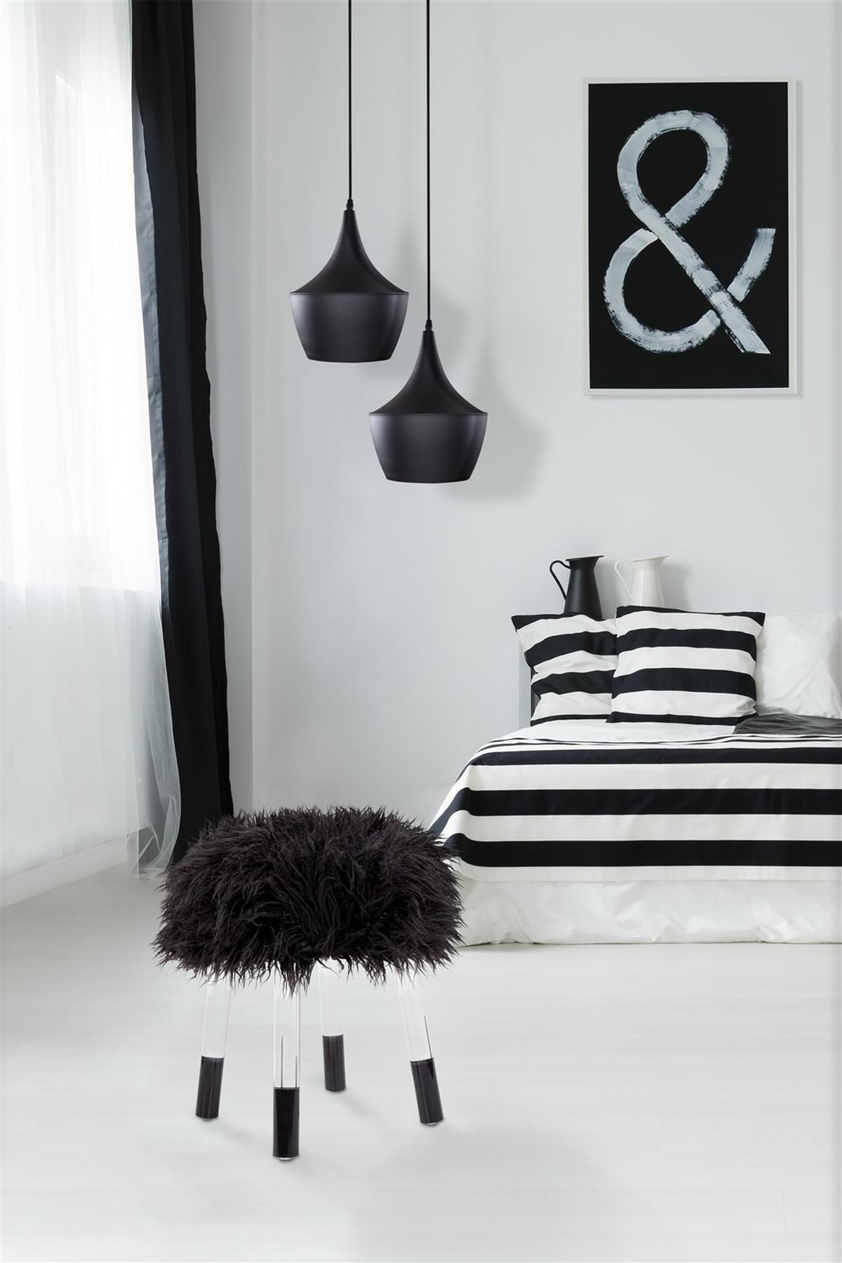 Hocker Laika, Schwarz B: 41 cm - Transparent/Schwarz, Design, Textil (41/46/41cm) - Kayoom