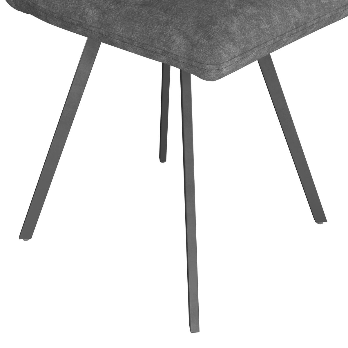 Vierfußstuhl Johanna Bezug Webstoff grau - Schwarz/Grau, MODERN, Textil/Metall (46/90/60cm)