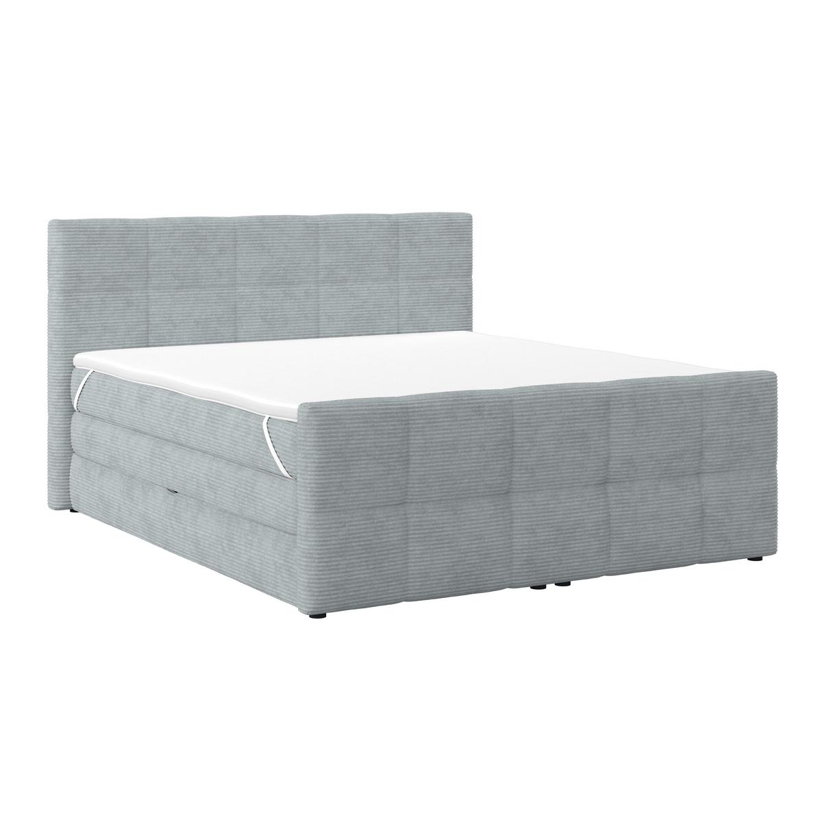 Boxspringbett mit Topper mit Bettkasten 180x200 cm Medino - Silberfarben, KONVENTIONELL, Holz/Holzwerkstoff (180/200cm)