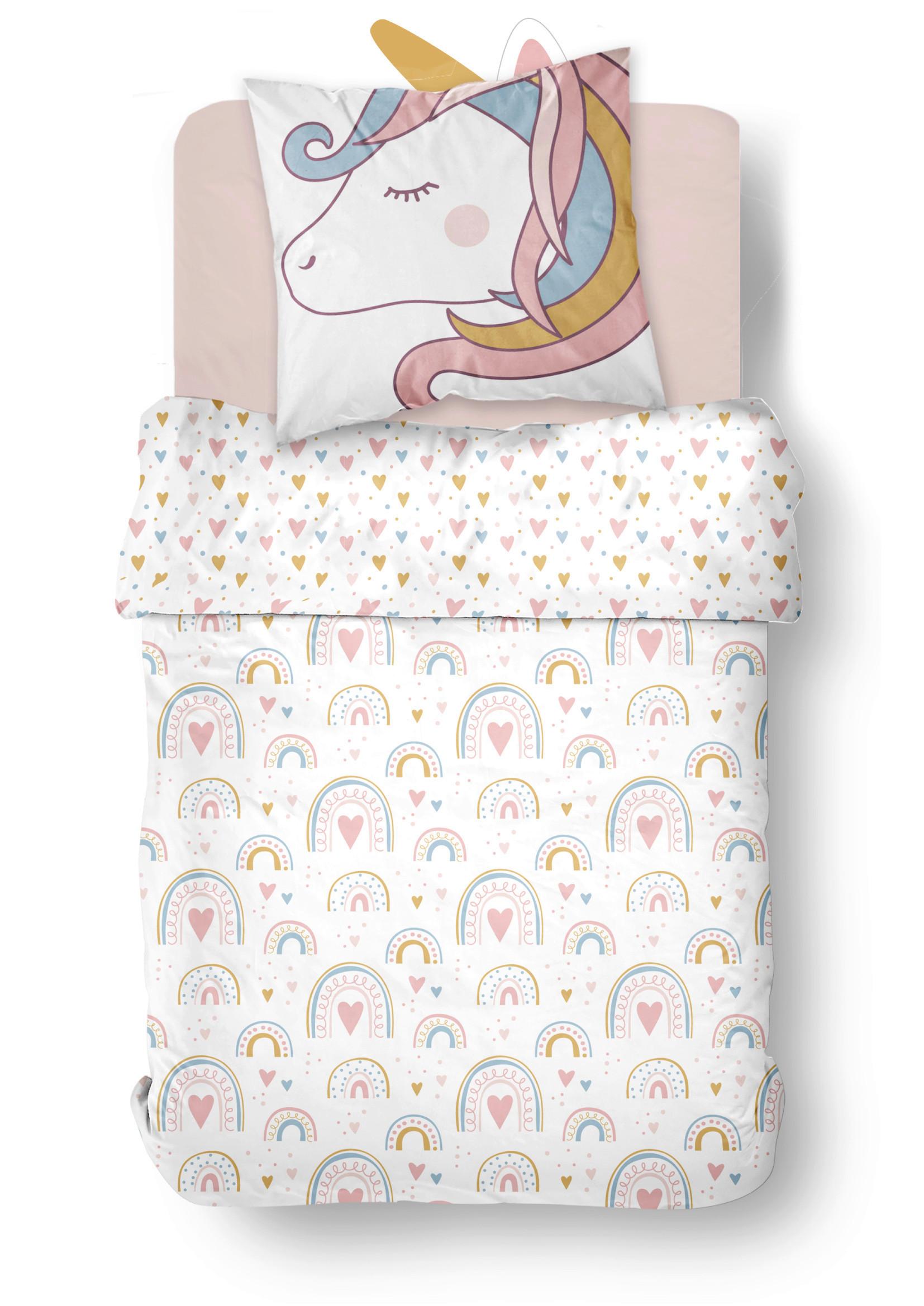 POSTEĽNÁ BIELIZEŇ UNICORN - viacfarebná/biela, textil (140/200cm)