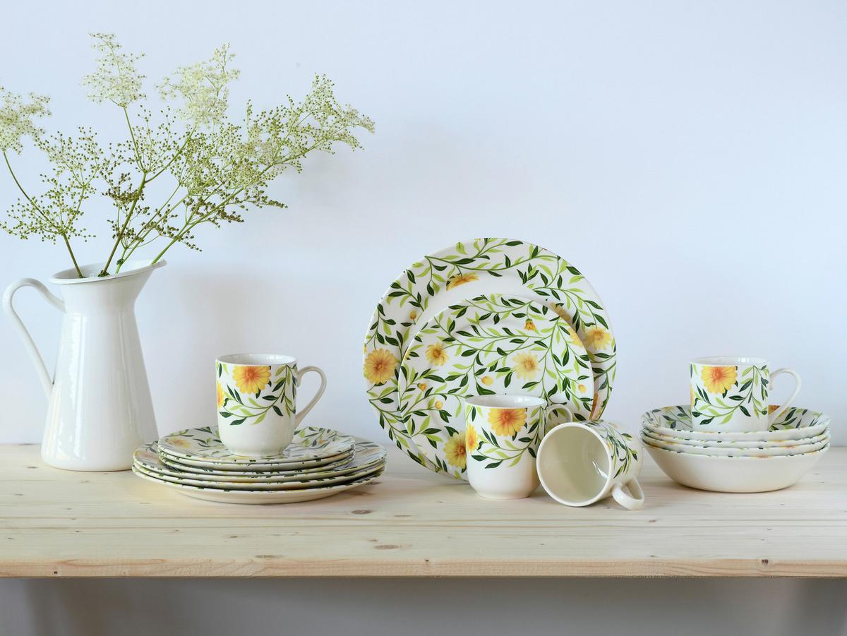 Kombiservice Amarilla 16--Teilig., Grün, Weiß - Weiß/Grün, Basics, Keramik - Creatable