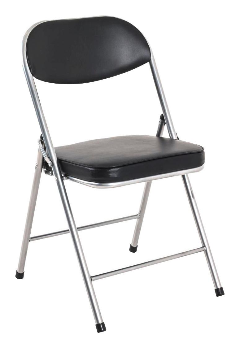 Klappsessel Kurt Stahl/lederlook - Schwarz/Alufarben, MODERN, Textil/Metall (47/79/53cm)