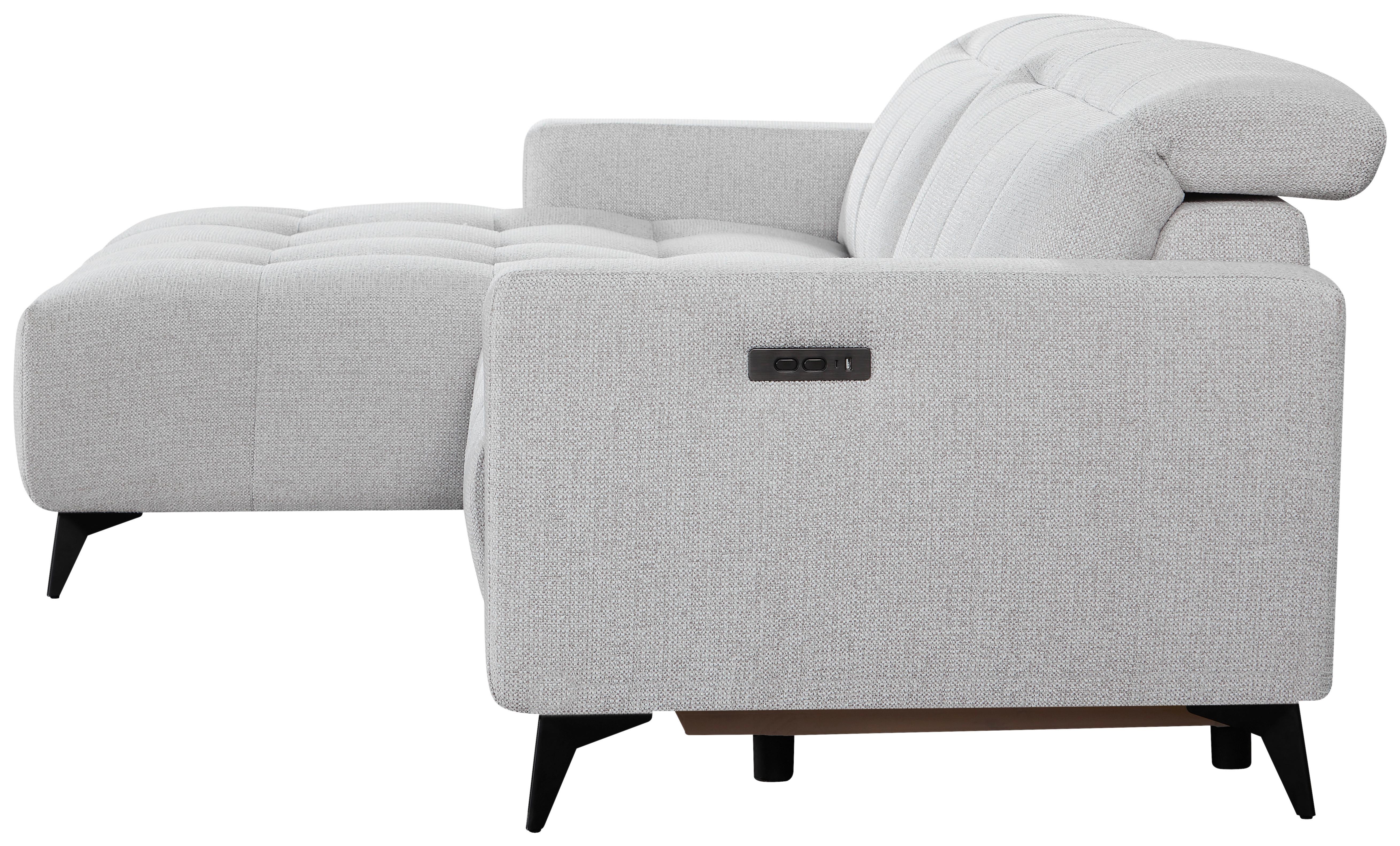 Ecksofa Miami Champagner, S: 177x254cm - Champagner/Schwarz, MODERN, Holz/Textil (177/254cm)