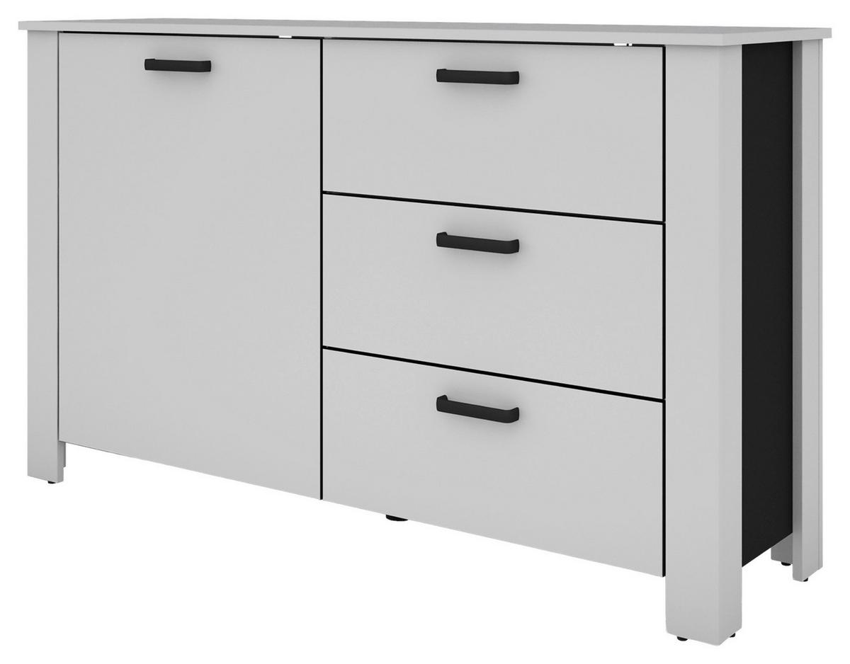 Sideboard Faro Weiß B: 140 cm - Schwarz/Weiß, Design, Holzwerkstoff (140/84/40cm) - MID.YOU