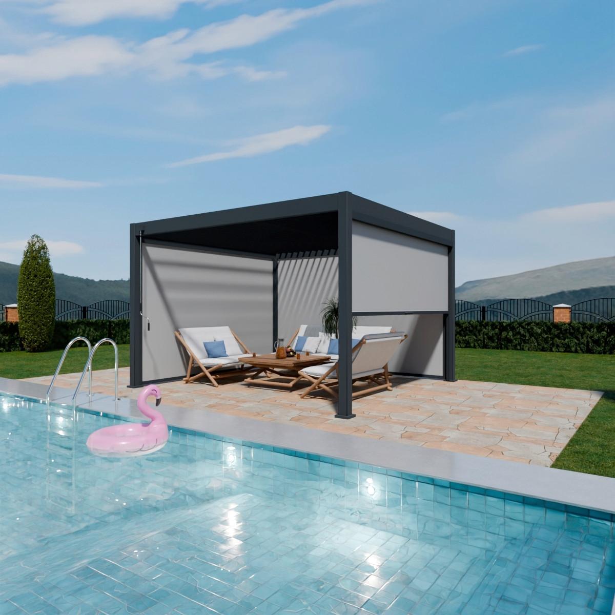 Pergola-rollo 248x236 Cm, Graphitfarben - Graphitfarben, Basics, Textil/Metall (248,5/236,5/9cm)