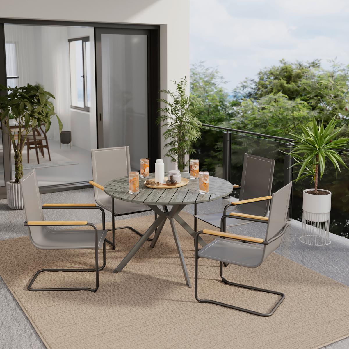 Gartentisch Marbella - Schwarz/Grau, MODERN, Kunststoff/Metall (113/74cm) - Beldano