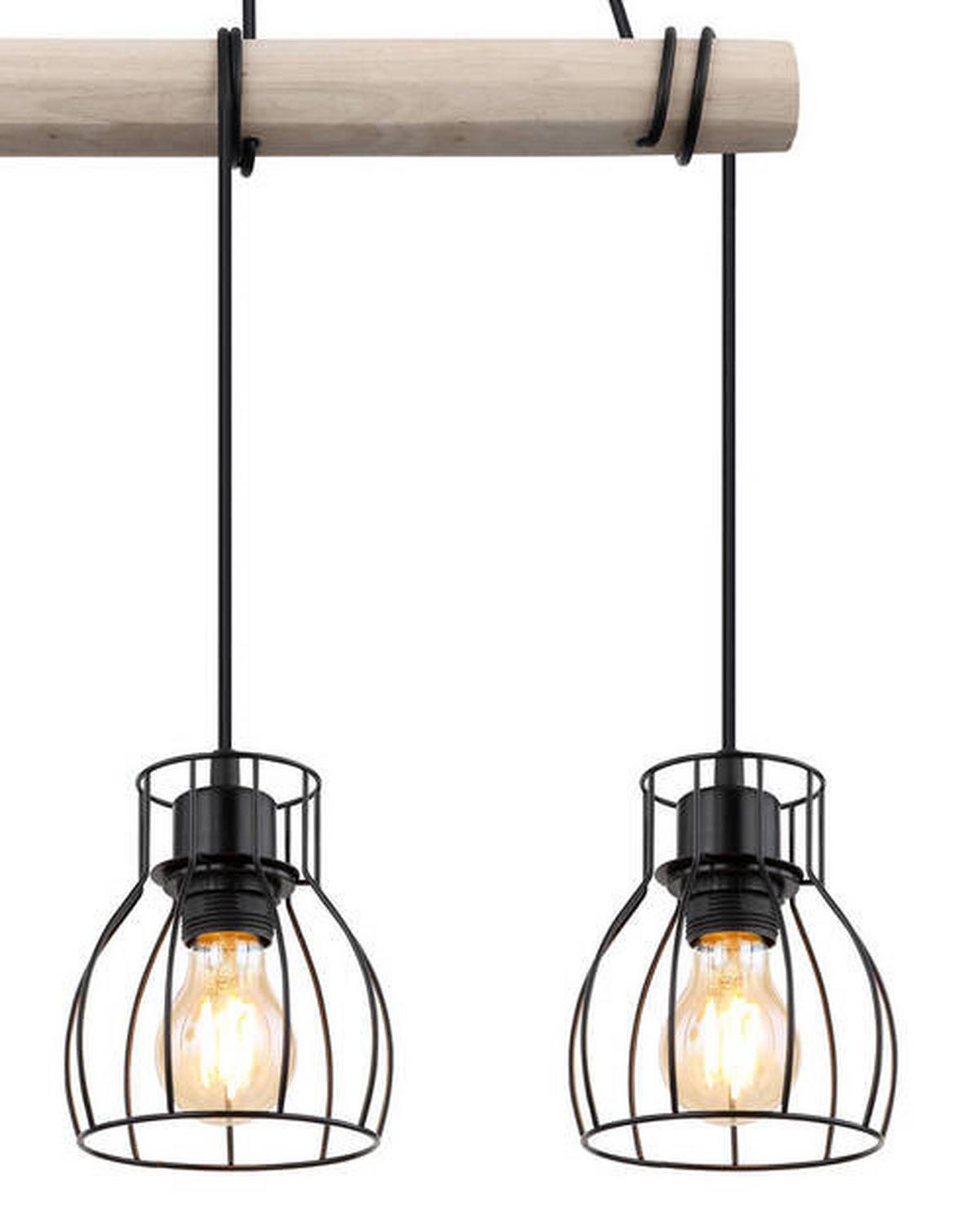 Hängeleuchte 15326-3h - Schwarz/Naturfarben, KONVENTIONELL, Holz/Metall (50/14/140cm) - Globo