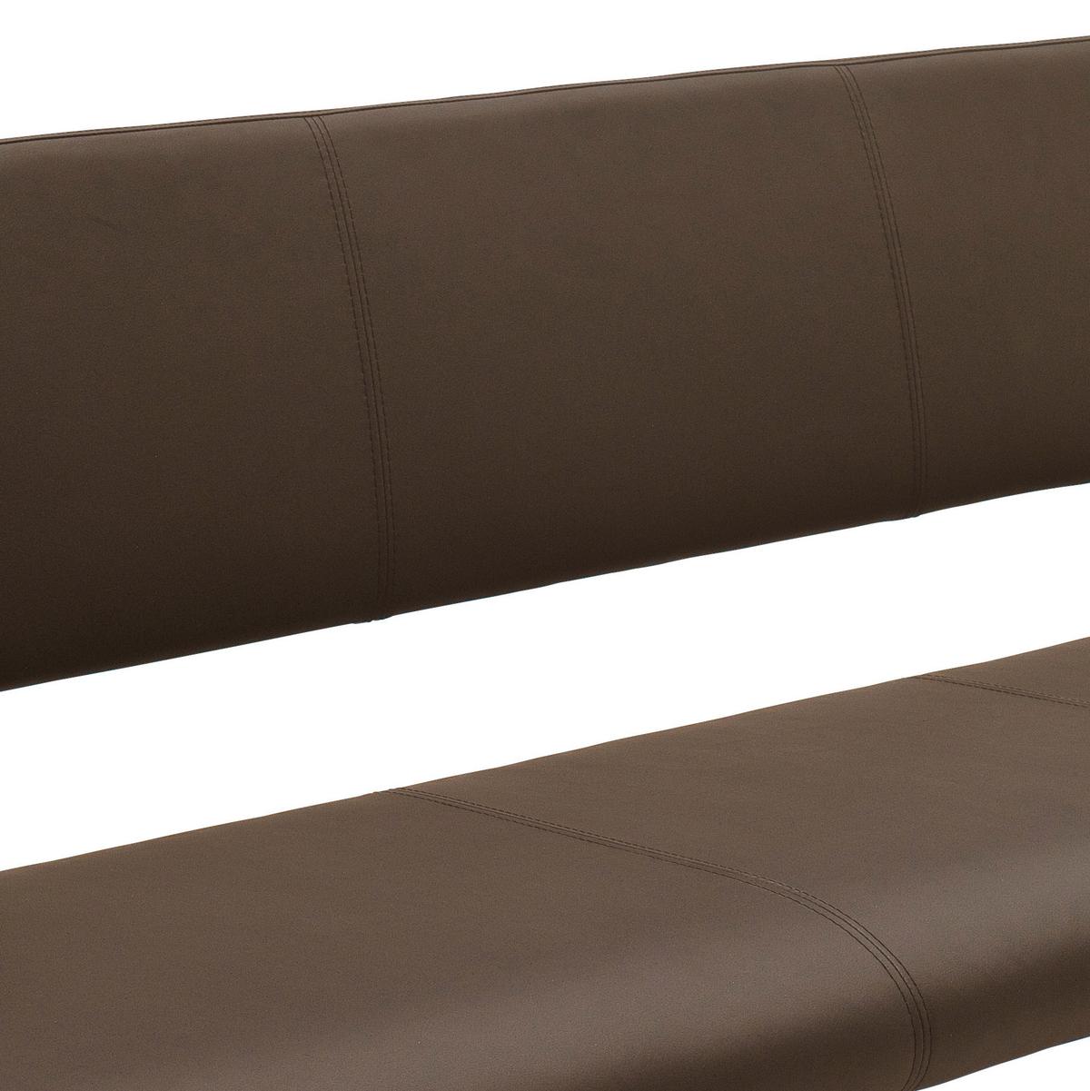 Sitzbank mit Lehne Braun Echtleder Arco 155x86x59 cm - Edelstahlfarben/Braun, Design, Leder/Metall (155/86/59cm) - Livetastic