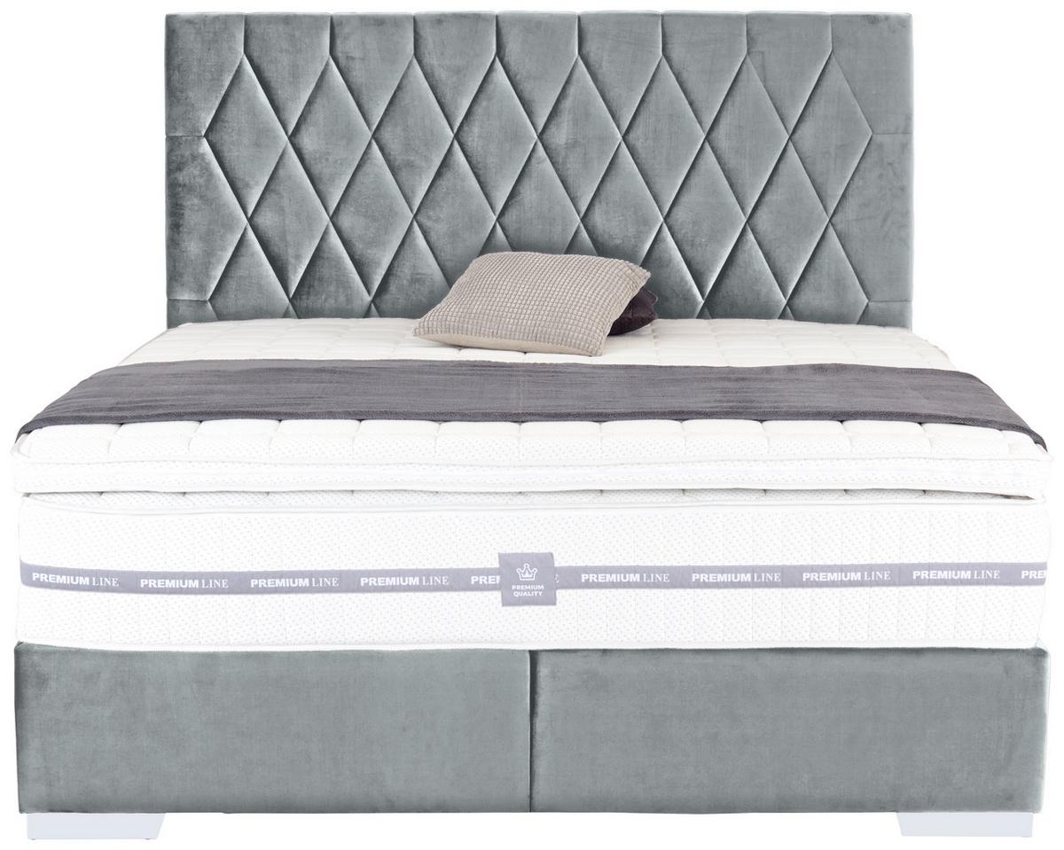 Boxspringbett mit Gepolstertem Kopfteil 160x200 cm Paula - Chromfarben/Anthrazit, MODERN, Textil (160/200cm)